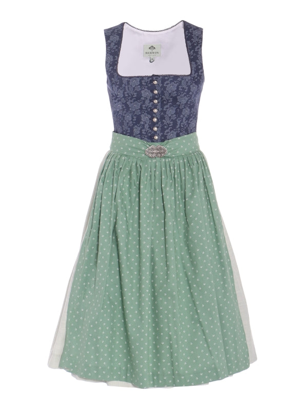 Berwin Long Dirndl 2pcs. 70cm "Elsa" blue/sage