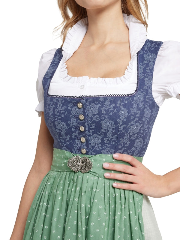 Berwin Long Dirndl 2pcs. 70cm "Elsa" blue/sage