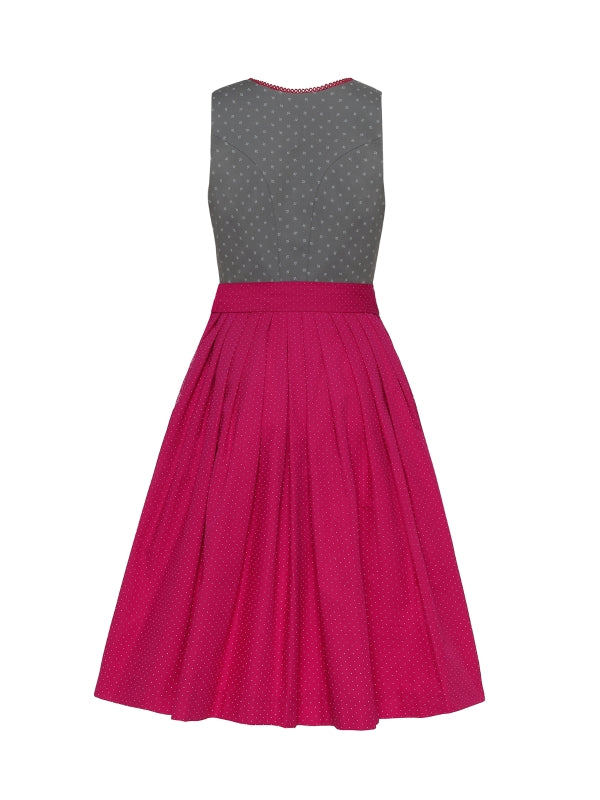 Berwin Long Dirndl 2pcs. 75cm "Nina" Gray/Red
