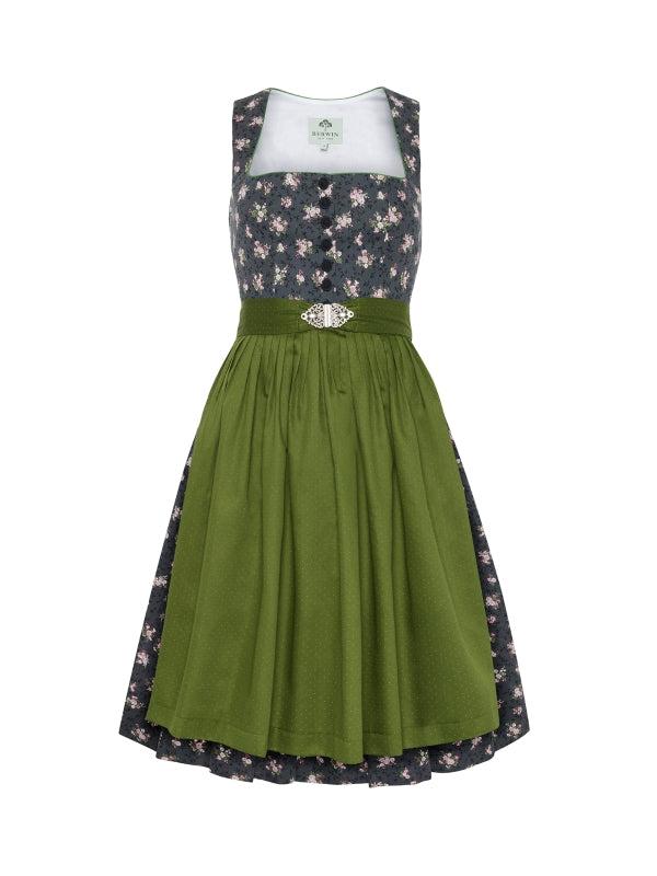 Berwin Midi Dirndl 2pcs. 60cm "Ottilie" anthracite (size 38)