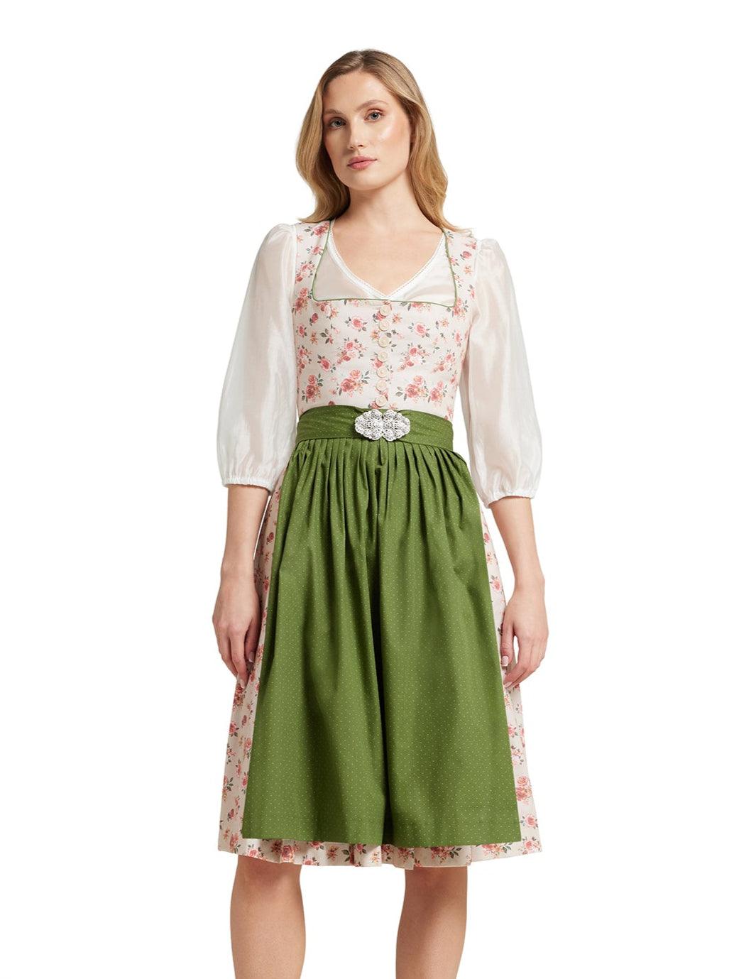 Berwin Long Dirndl 2pcs. 70cm "Alina" floral/green