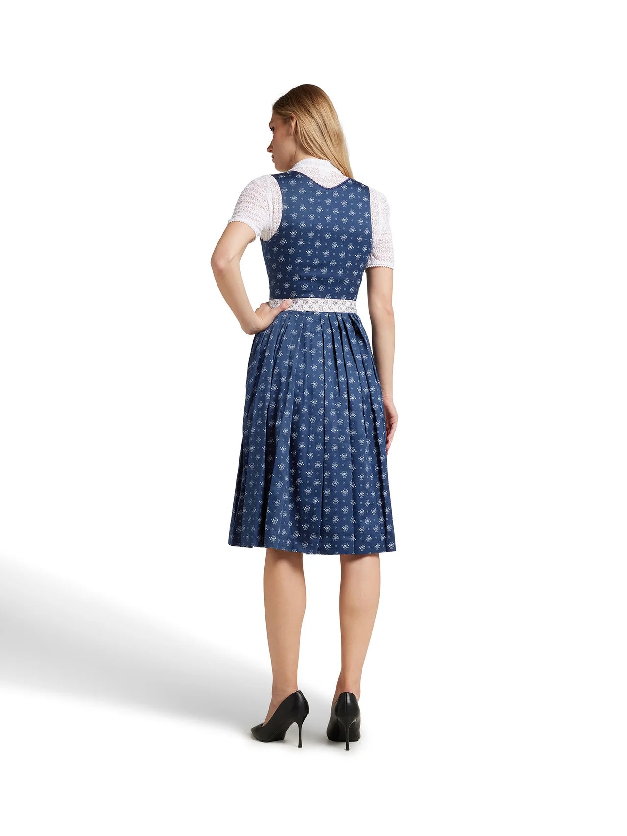 Berwin Long Dirndl 2pcs. 70cm "Bella" blue/rose
