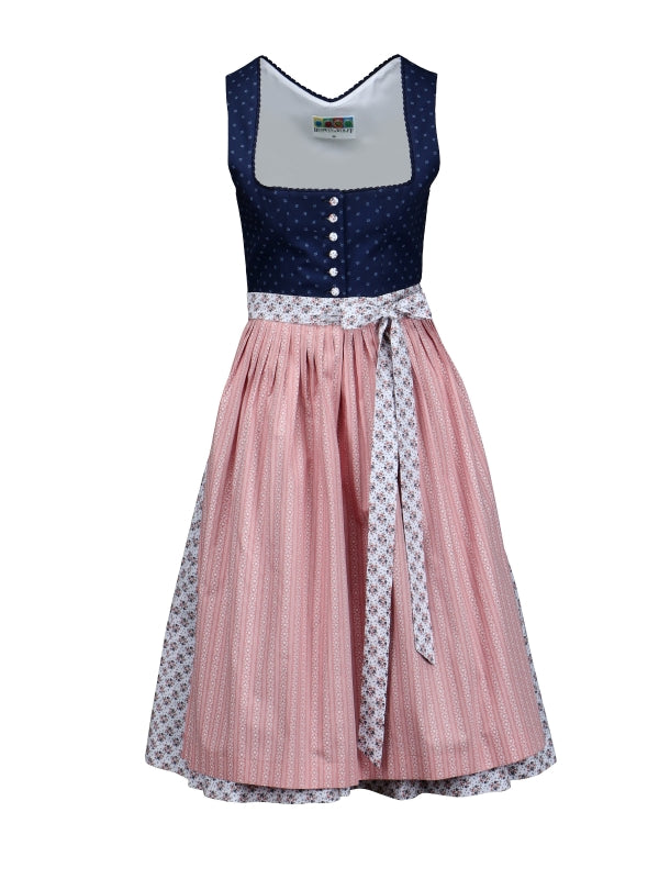 Berwin Long Dirndl 2pcs. 70cm "Maribell" blue/rose print