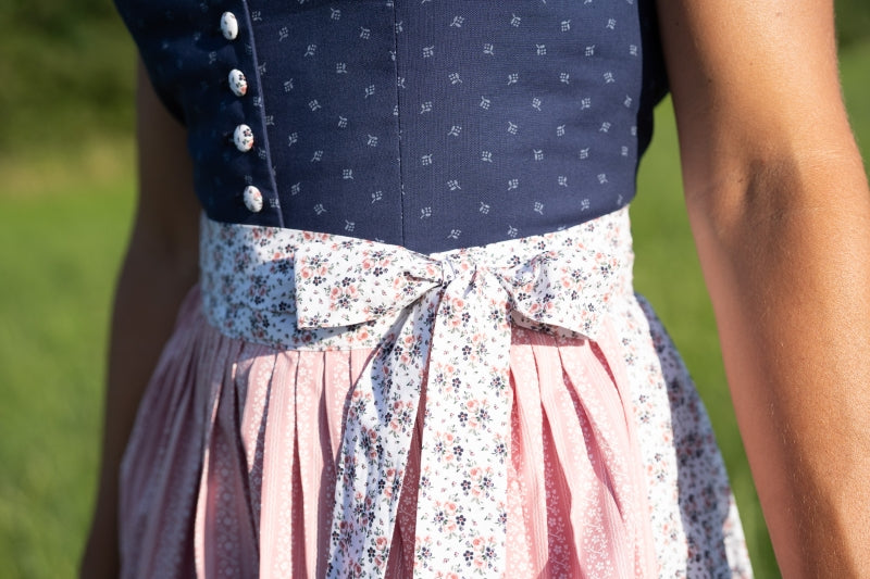 Berwin Long Dirndl 2pcs. 70cm "Maribell" blue/rose print