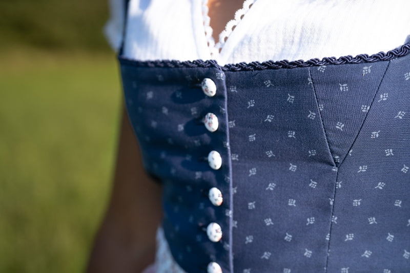 Berwin Long Dirndl 2pcs. 70cm "Maribell" blue/rose print