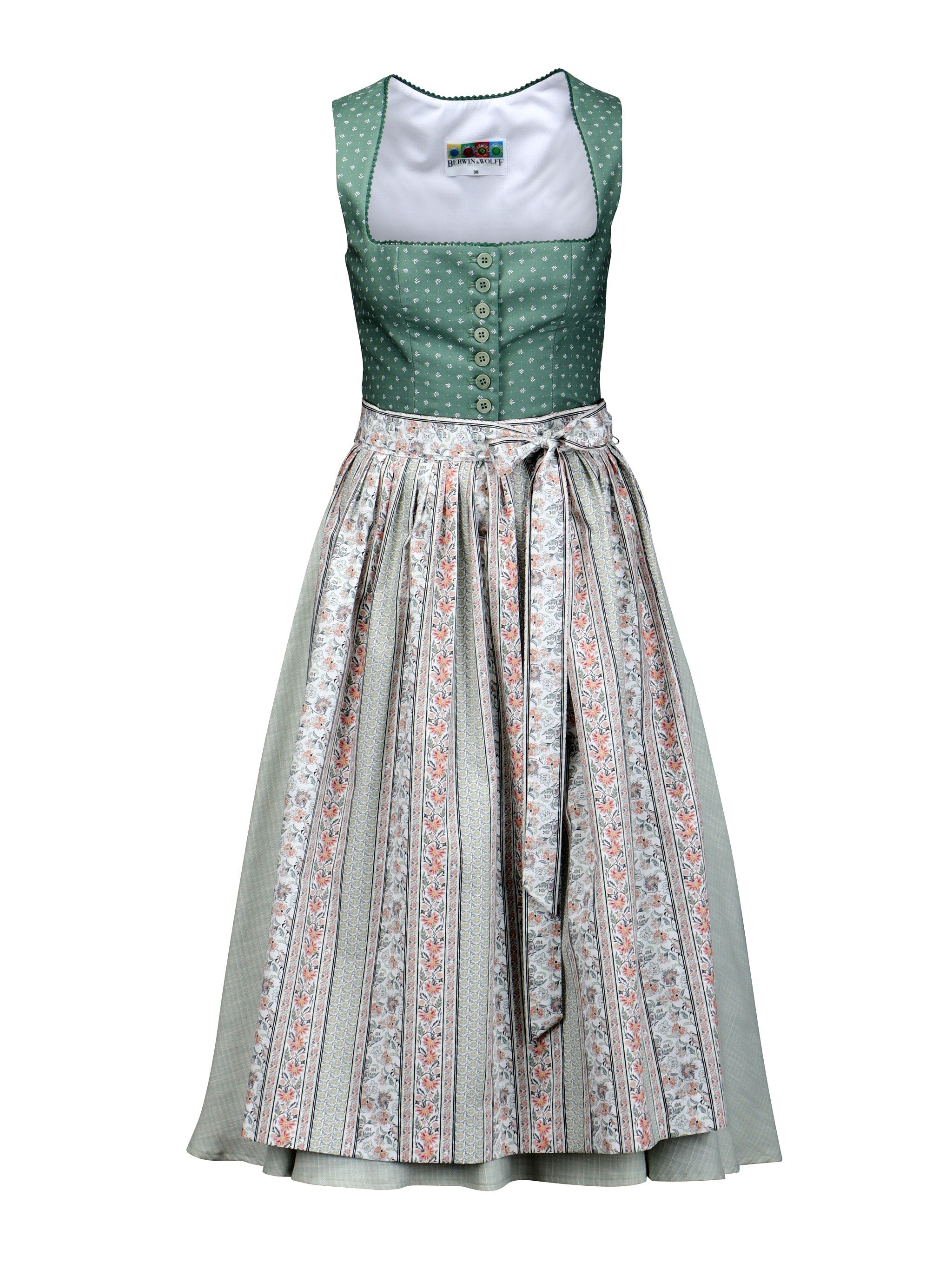 Blue print dirndl with herringbone skirt