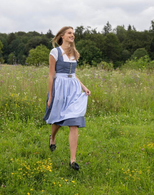 Berwin Long Dirndl 2pcs. 70cm "Helma" blue