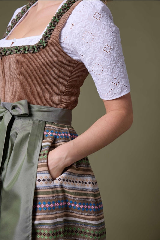 Berwin Thea Long Dirndl, Olive — 75cm 2pc Set
