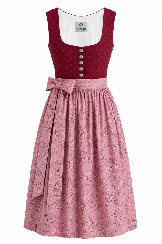 Berwin Long Dirndl 2pcs. 75cm 'Heidi' burgundy