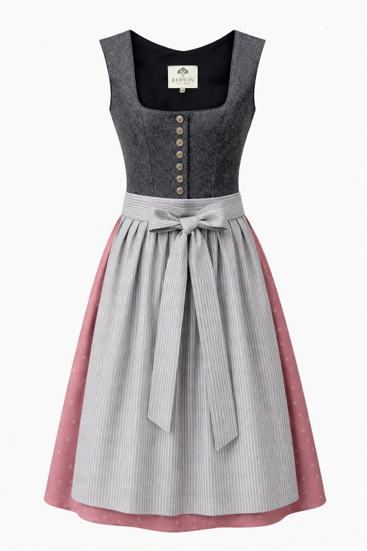 Berwin Long Dirndl 2pcs. 75cm 'Marlene' anthracite