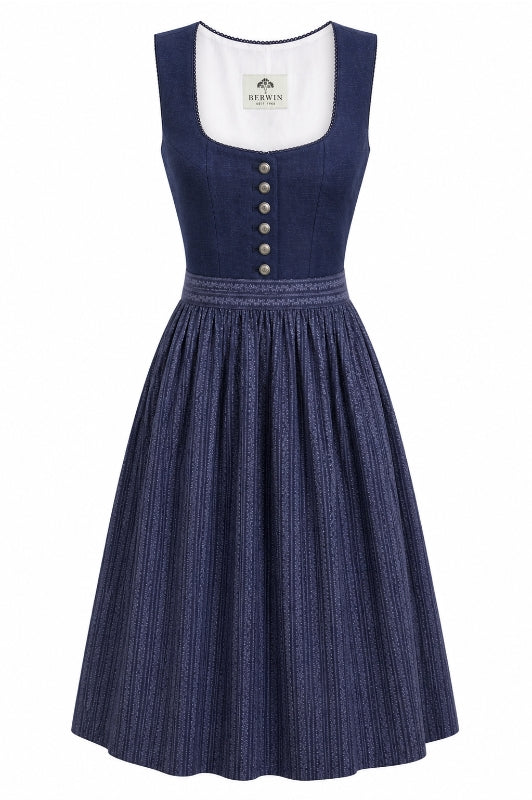 Berwin Long Dirndl 2pcs. 75cm 'Ingrid' navy