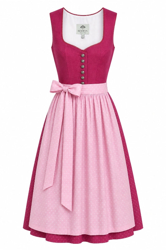 Berwin Long Dirndl 2pcs. 75cm 'Liesl' pink