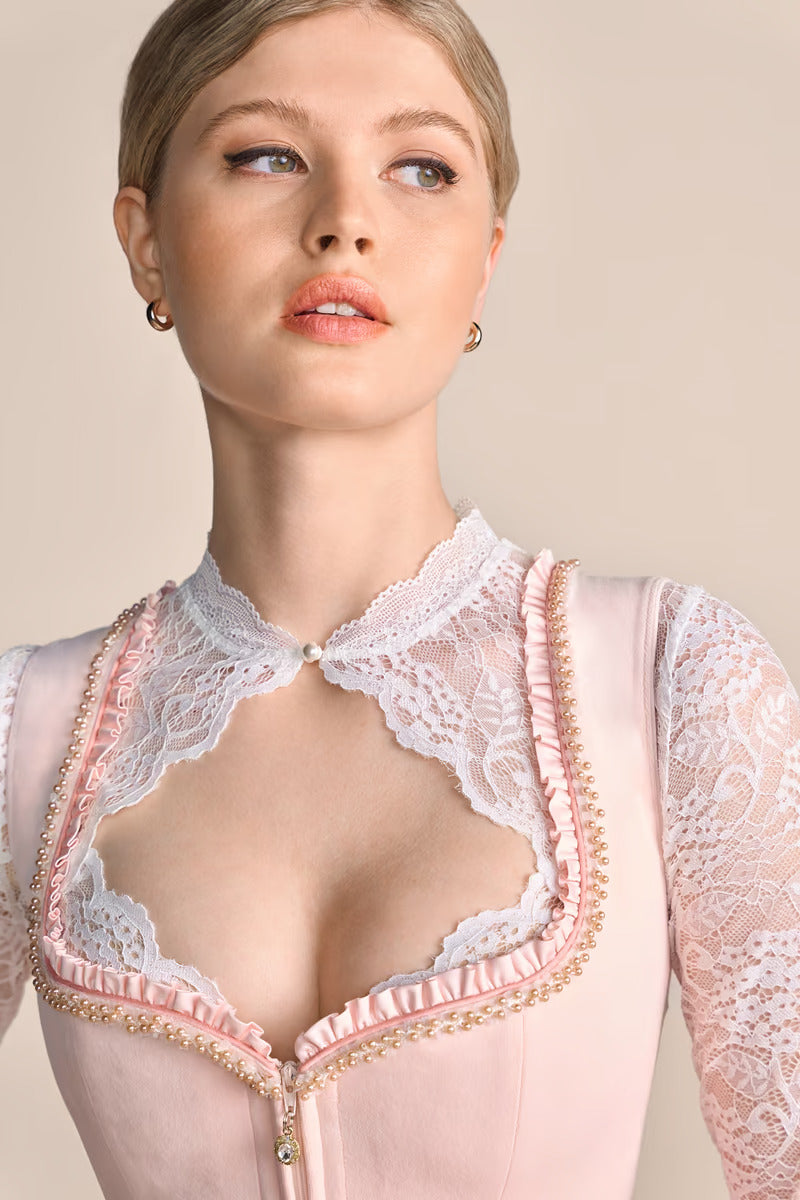 Kruger Mini Dirndl 2pcs. 50cm "Milina" pink (36,38)