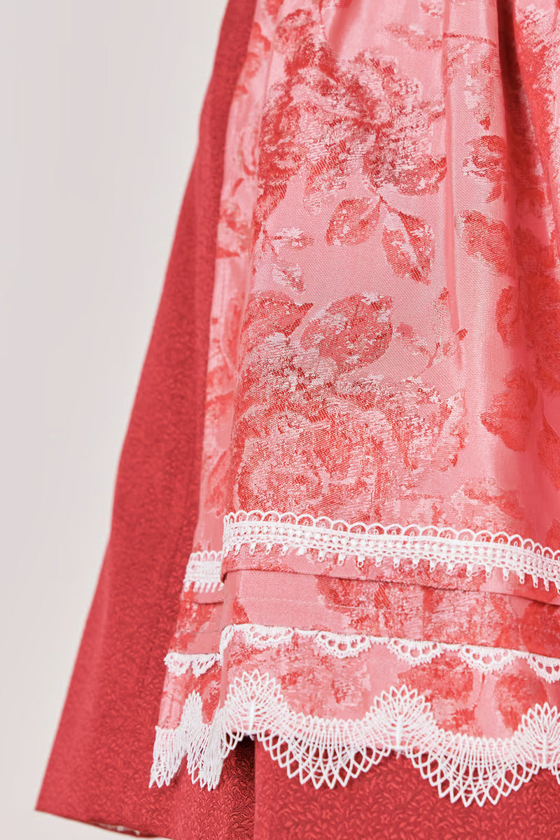 Kruger Midi Dirndl 2pcs. 60cm "Ulrika" red (40,42)