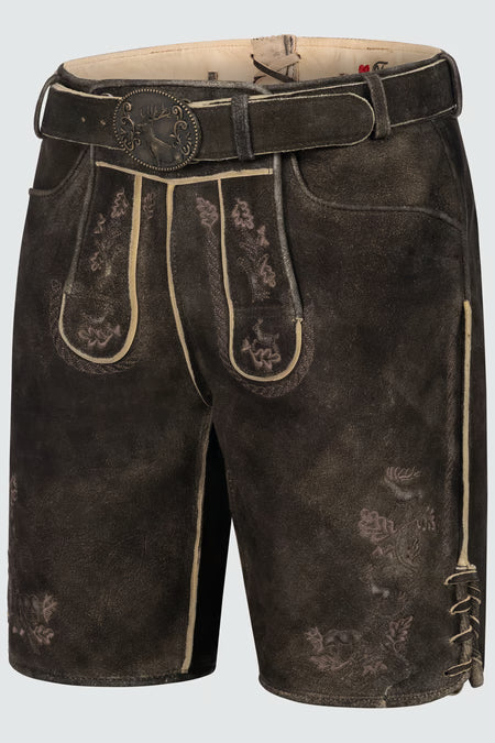 Trentini Men's Lederhosen "Jakob" dark brown with belt