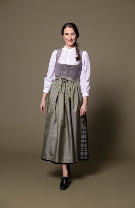 Berwin Maxi Velvet Dirndl 2pcs. 90cm "Daisy" sage/plaid