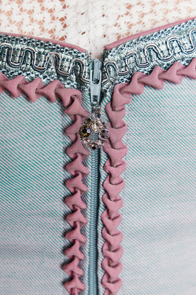 Kruger Midi Dirndl 2pcs. 60cm "Ileana" blue (38,40)