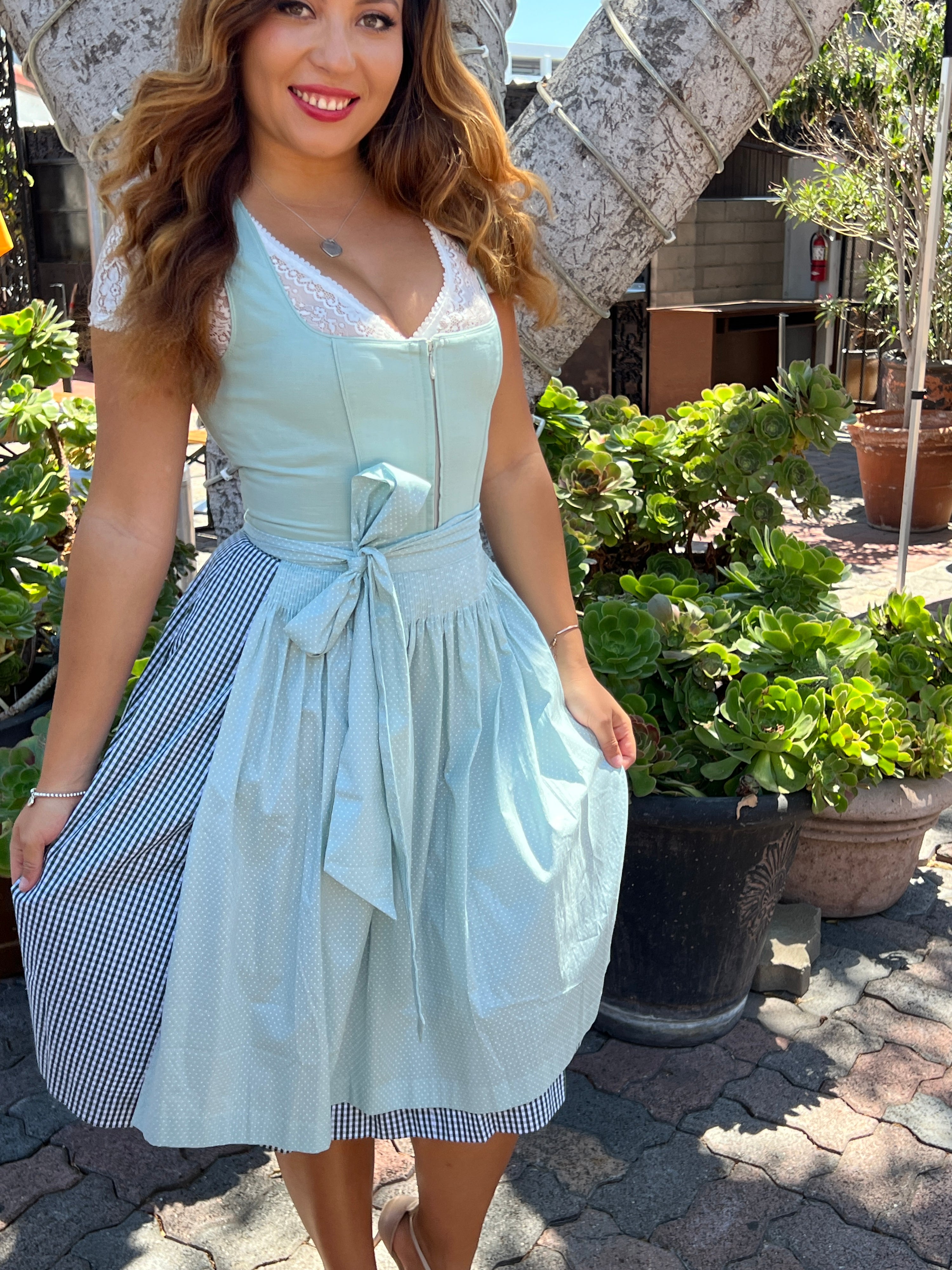 Haus Mini Dirndl 2pcs. 50cm "Lea" green