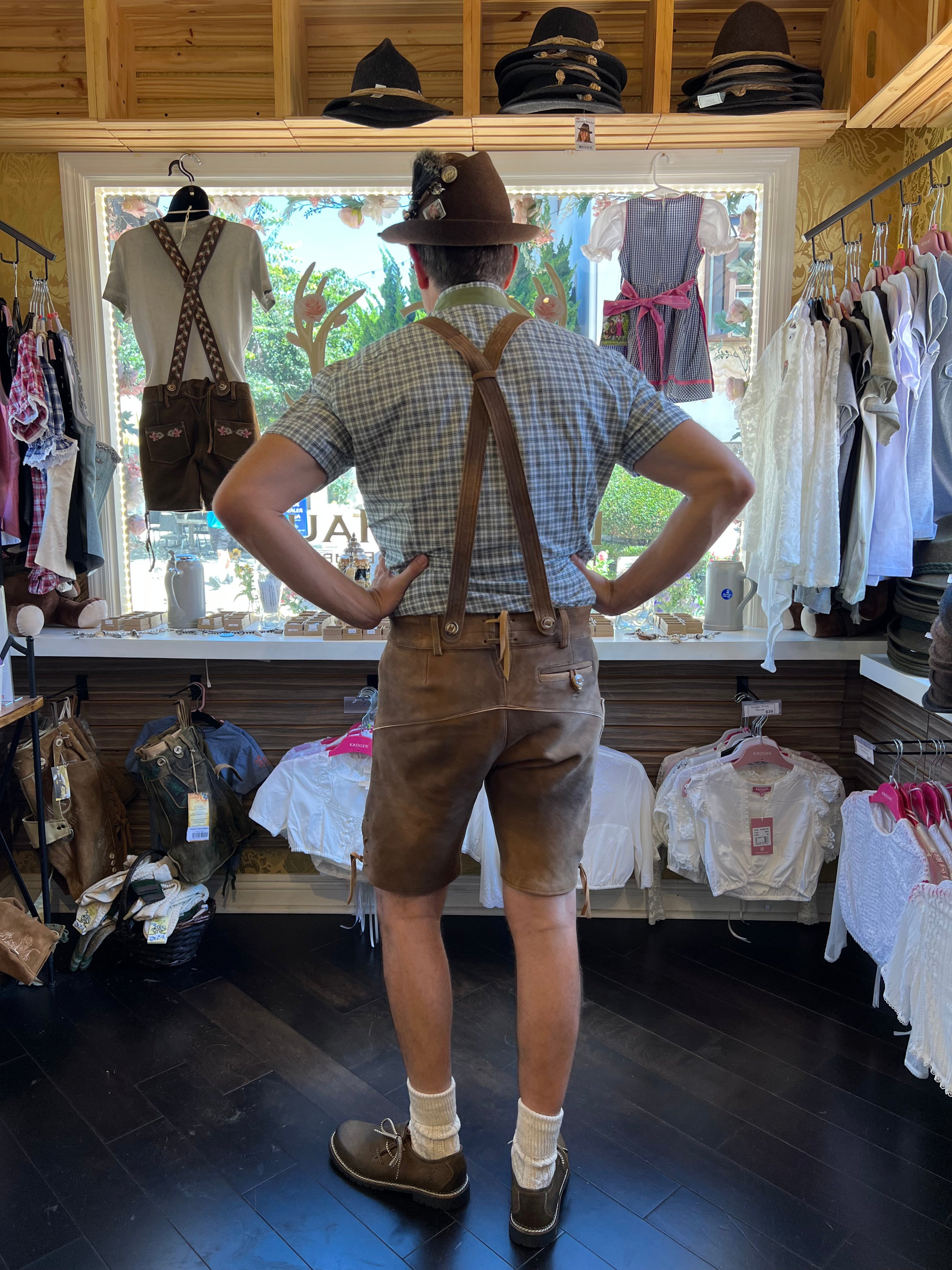 Men's Lederhosen "Vogtland2" H-Straps Brown