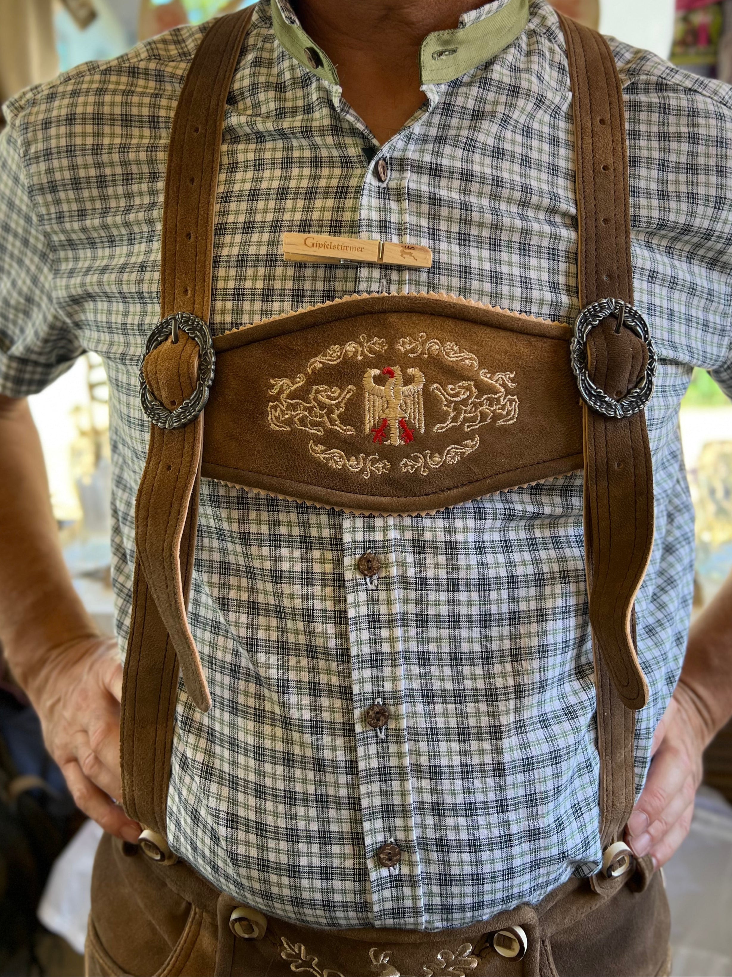 Men's Lederhosen "Vogtland2" H-Straps Brown
