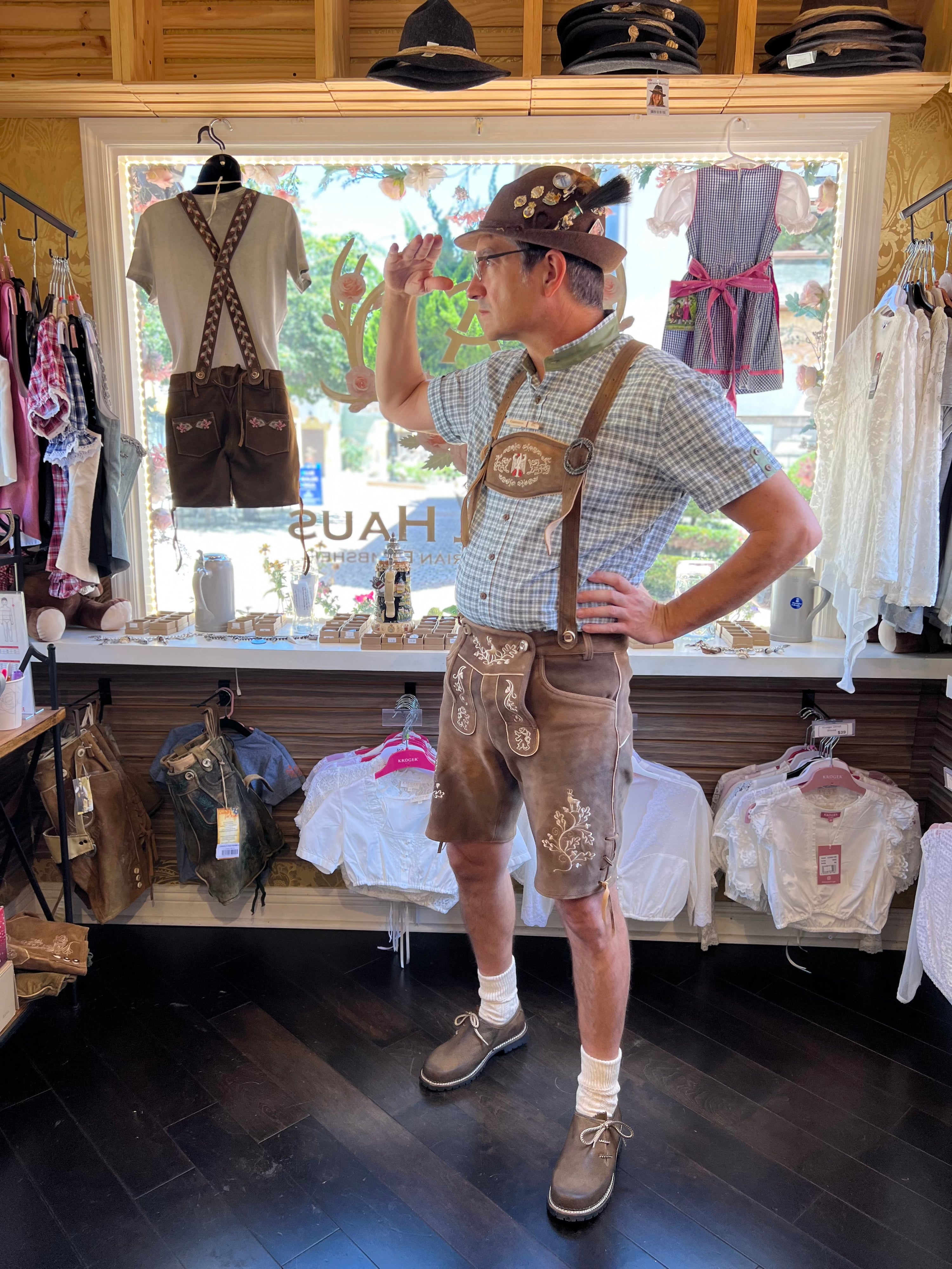 Men's Lederhosen "Vogtland2" H-Straps Brown