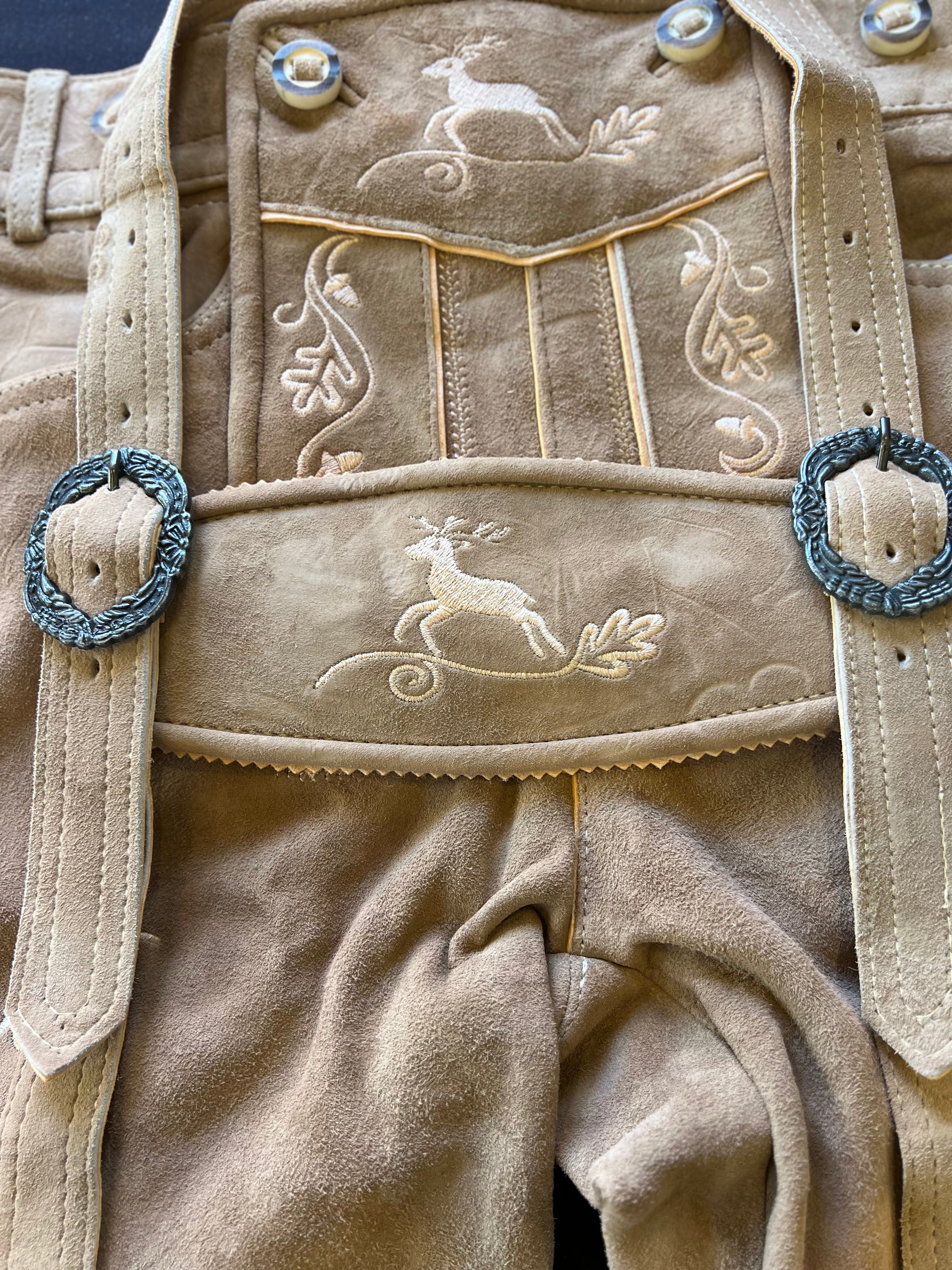 Men's Lederhosen "Vogtland3" H-Straps Light Brown