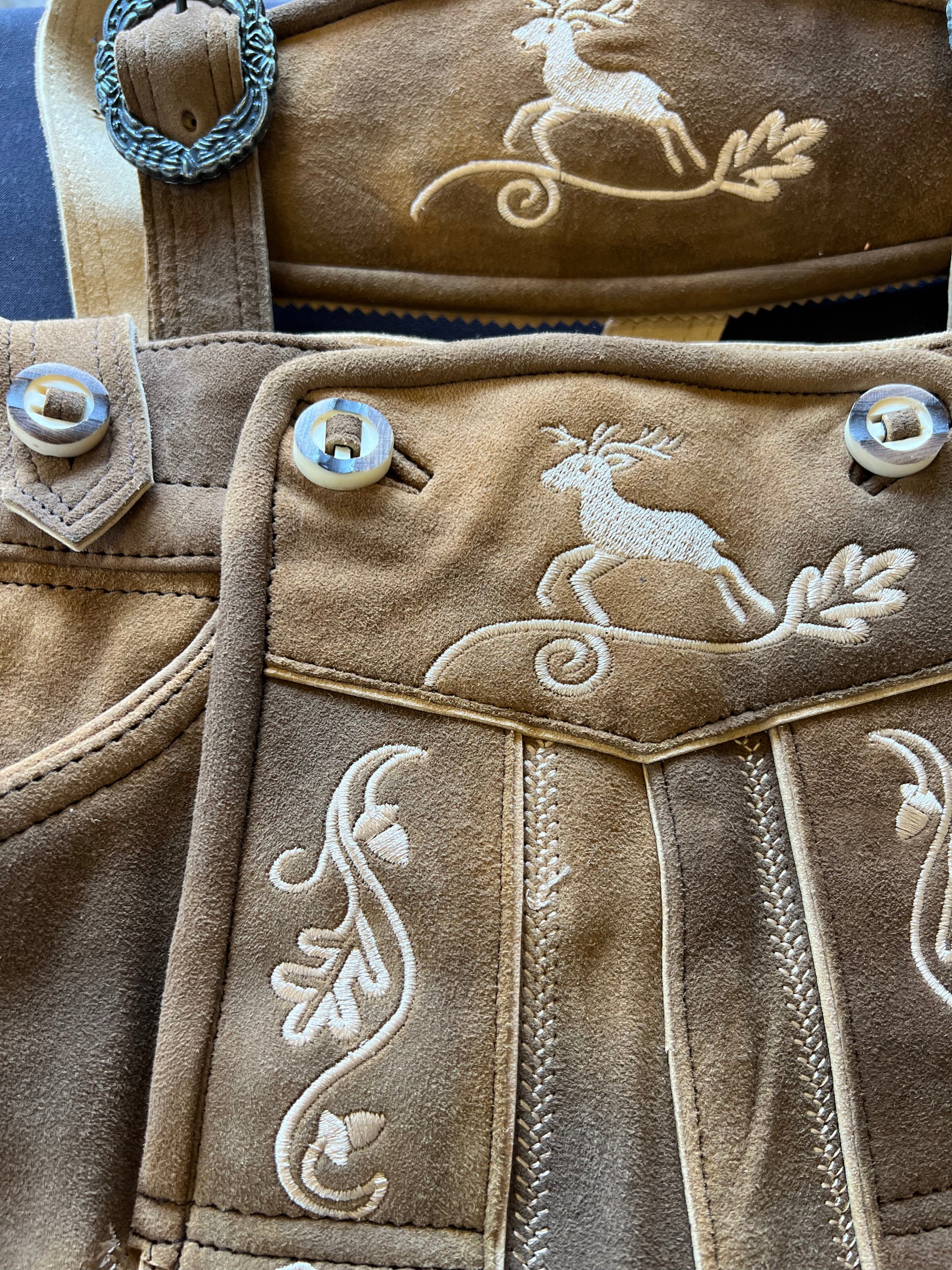 Men's Lederhosen "WurstLife" H-Straps Brown