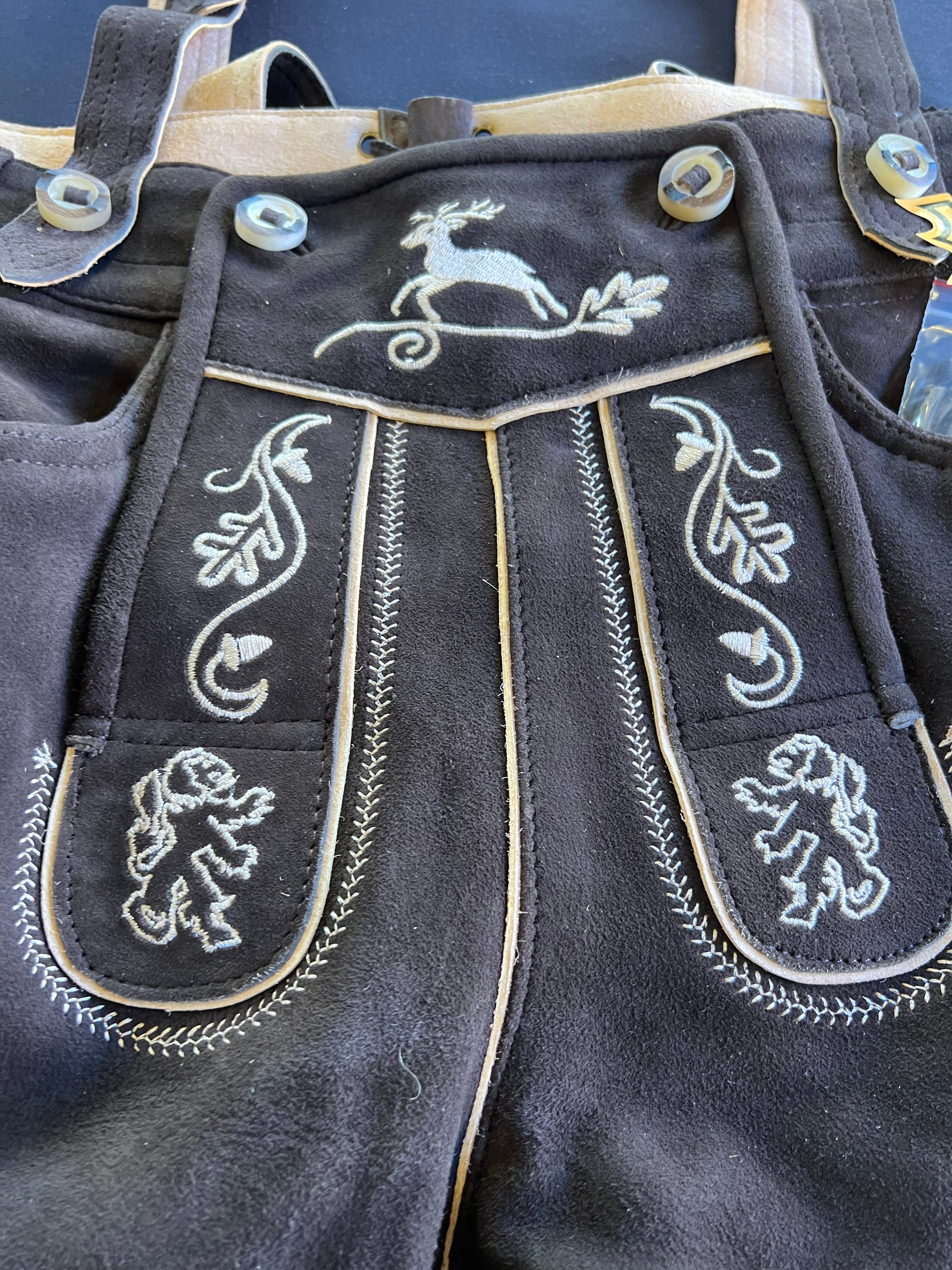 Men's Lederhosen "Vogtland3" H-Straps Dark Brown (in USA stock)