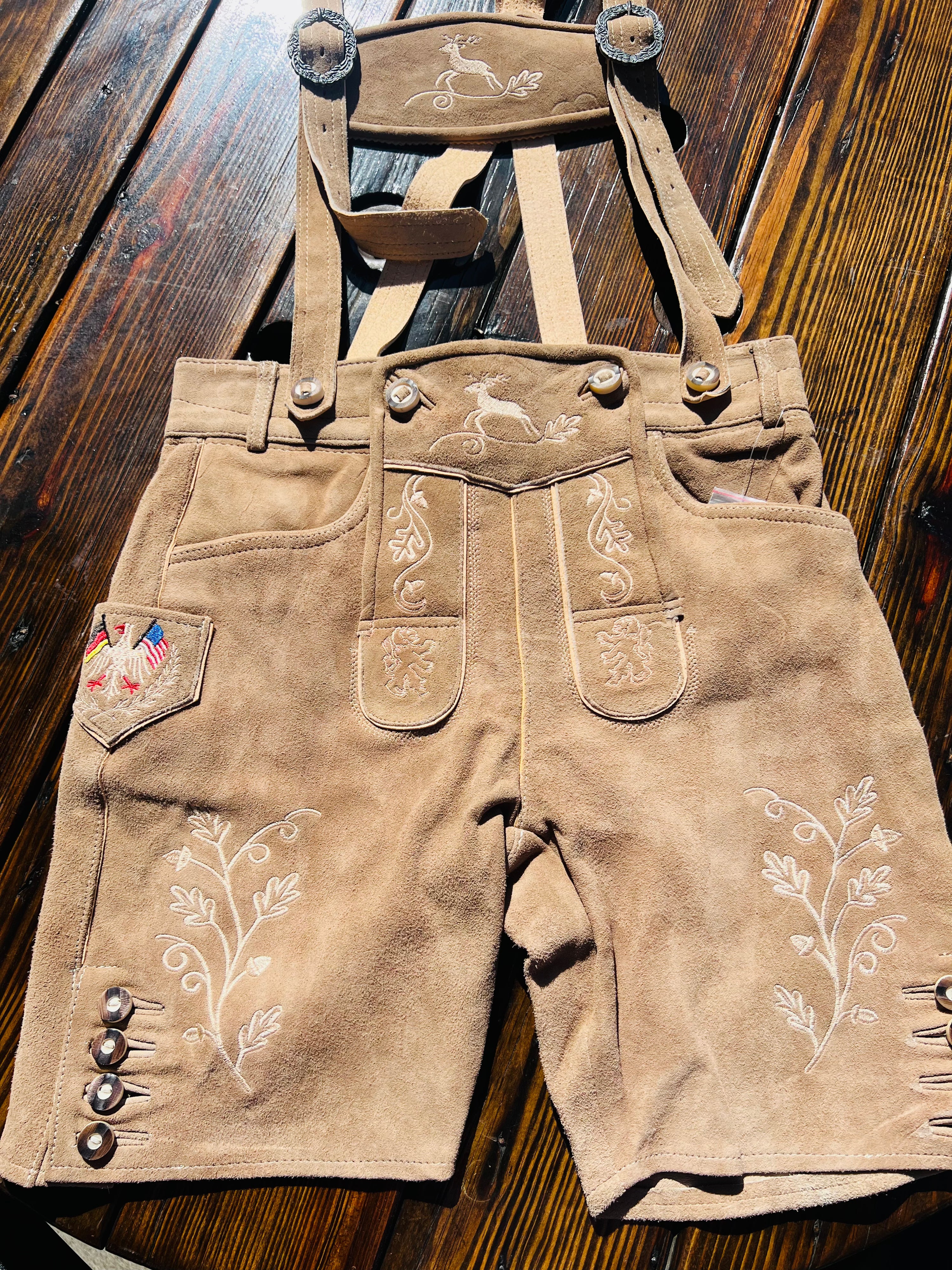 Men's Lederhosen "Vogtland3" H-Straps Light Brown