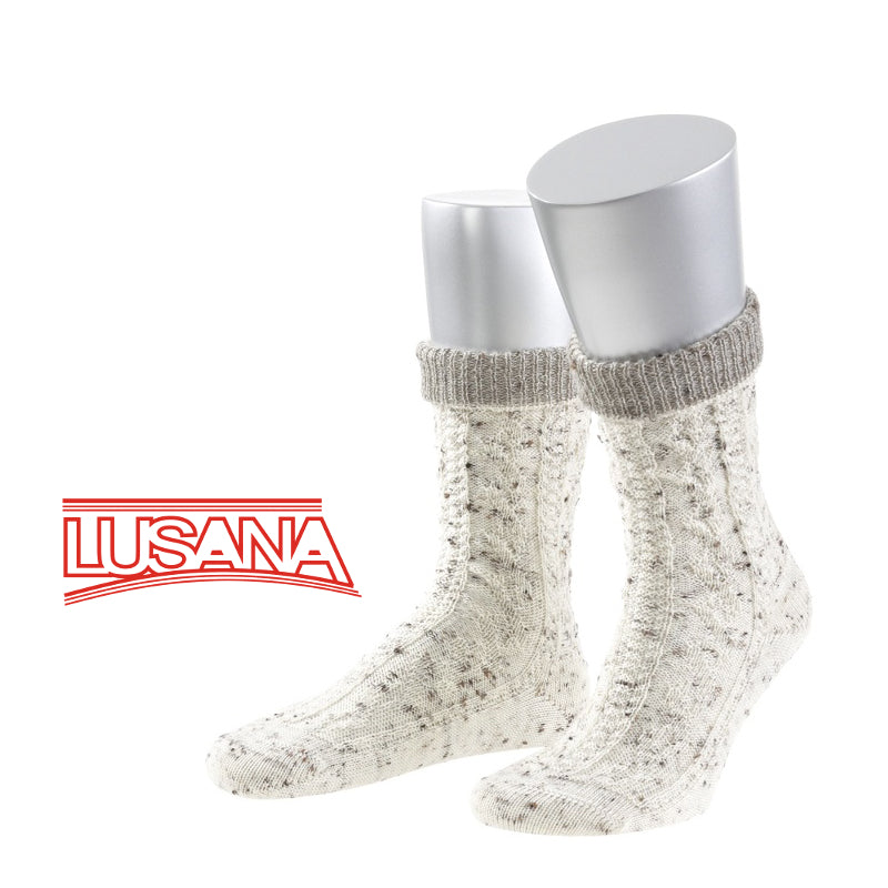 Traditional Costume - Men's 2-color turn-up socks "Kurt" natural
