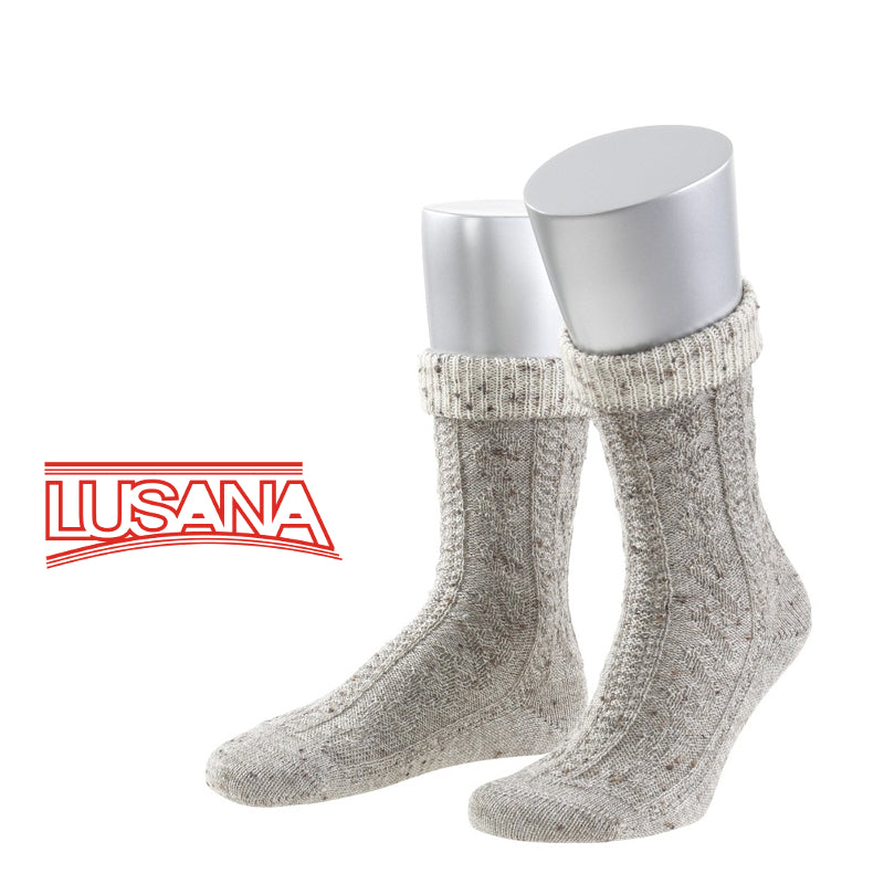 Traditional Costume - Men's 2-color turn-up socks "Kurt" beige