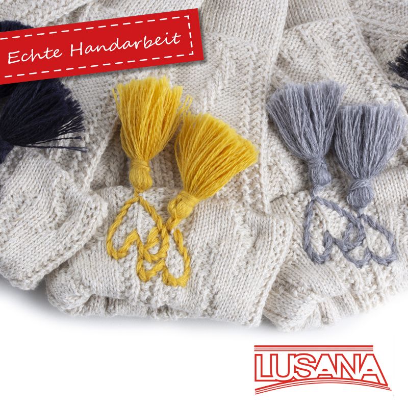 Women's Fold-over sock with Heart and Tassels "brown"