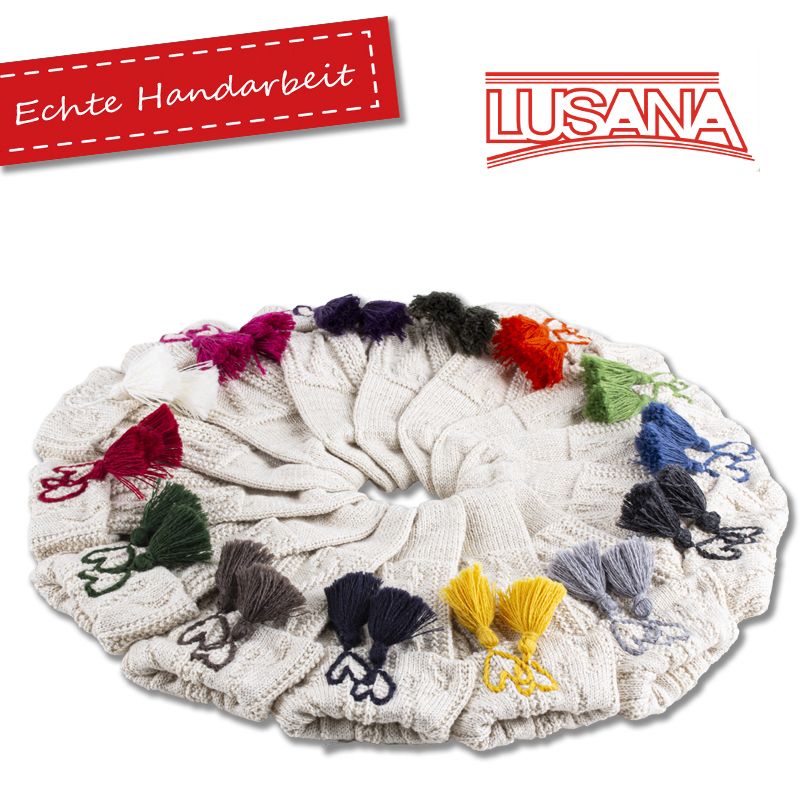 Women's Fold-over sock with Heart and Tassels "fir"