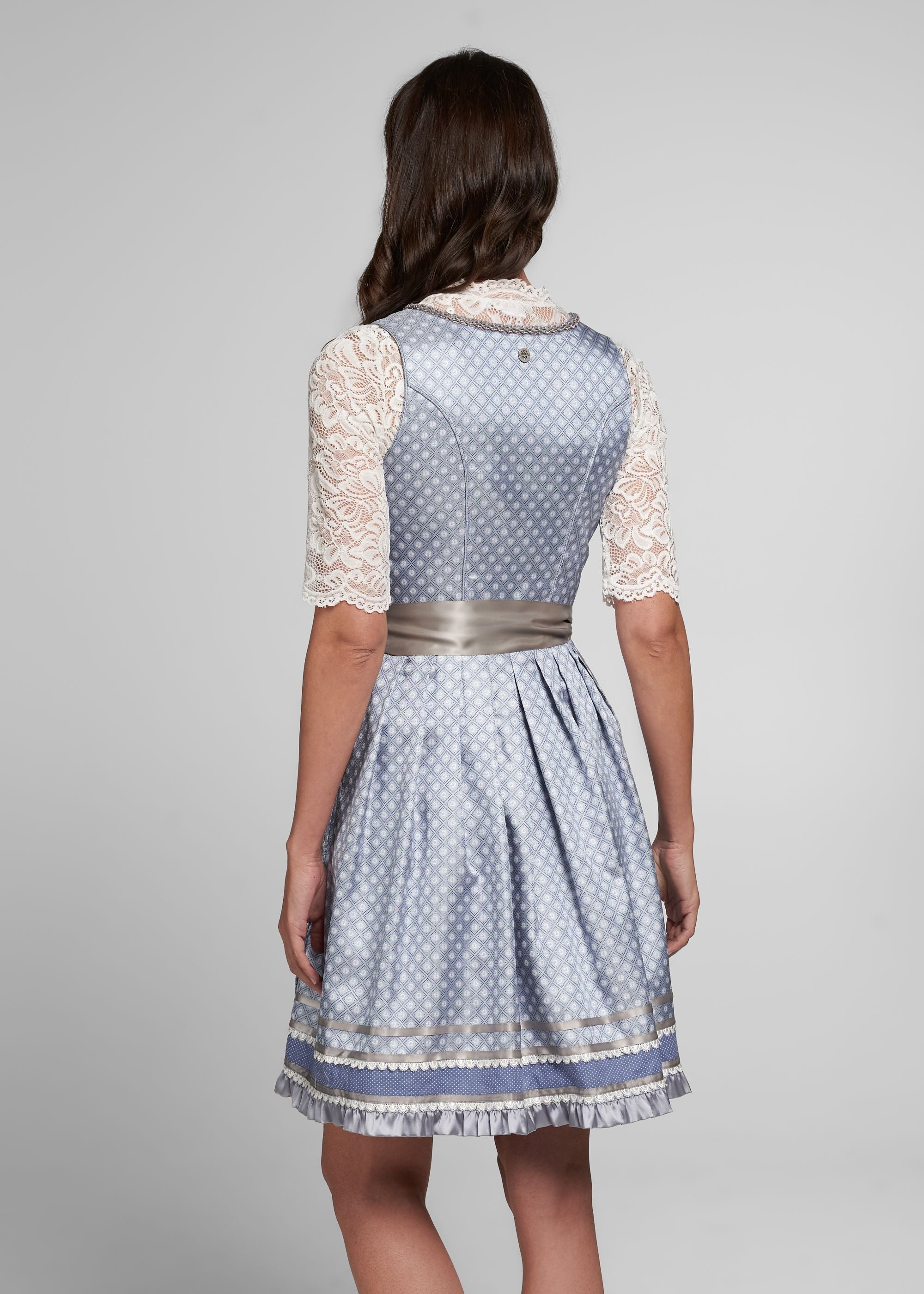 Spieth & Wensky Midi Dirndl "Amazona" 60cm, blue/grey sizes (34)
