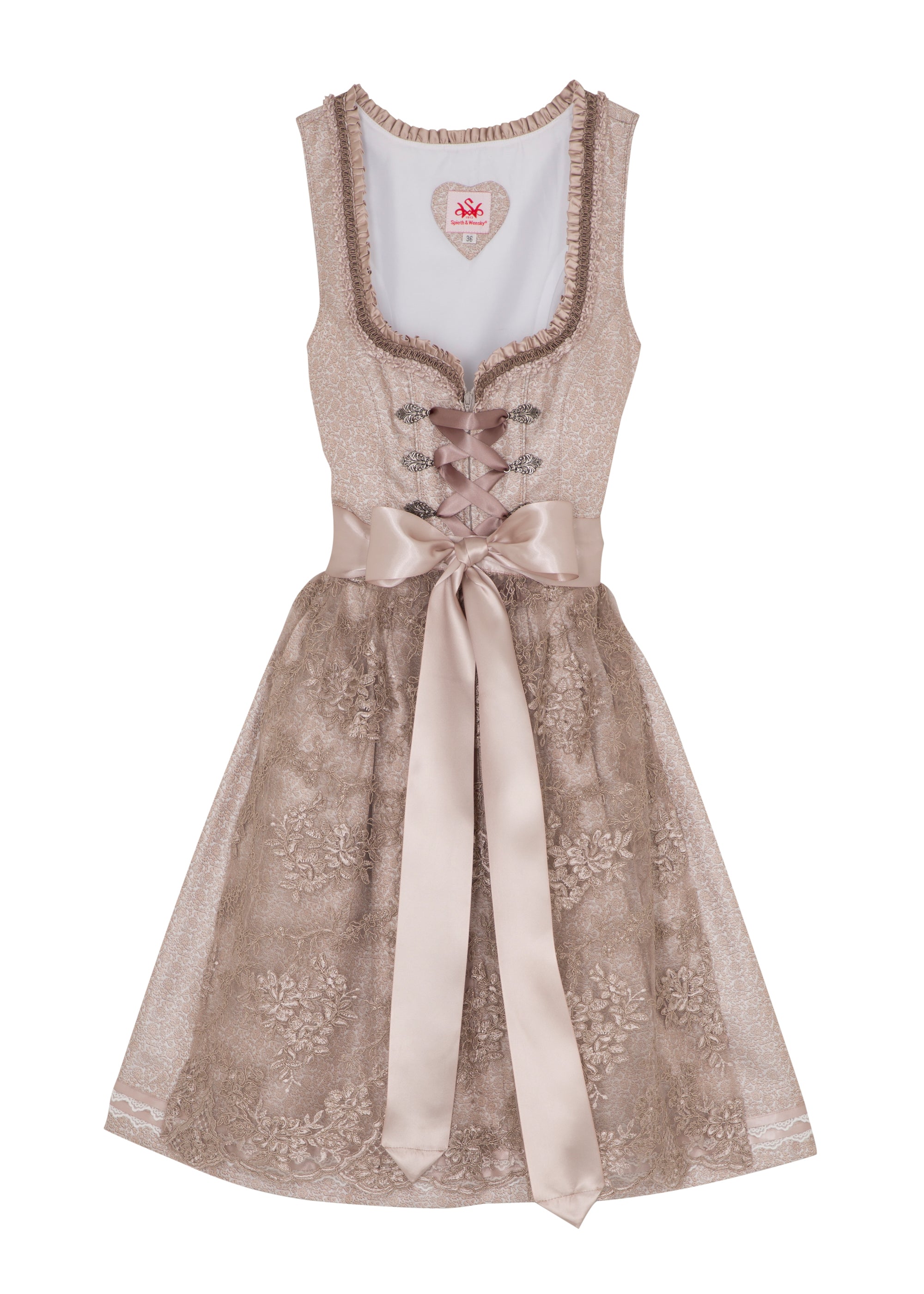 Spieth & Wensky Mini Dirndl "Bari" 55cm taupe (38) closeout