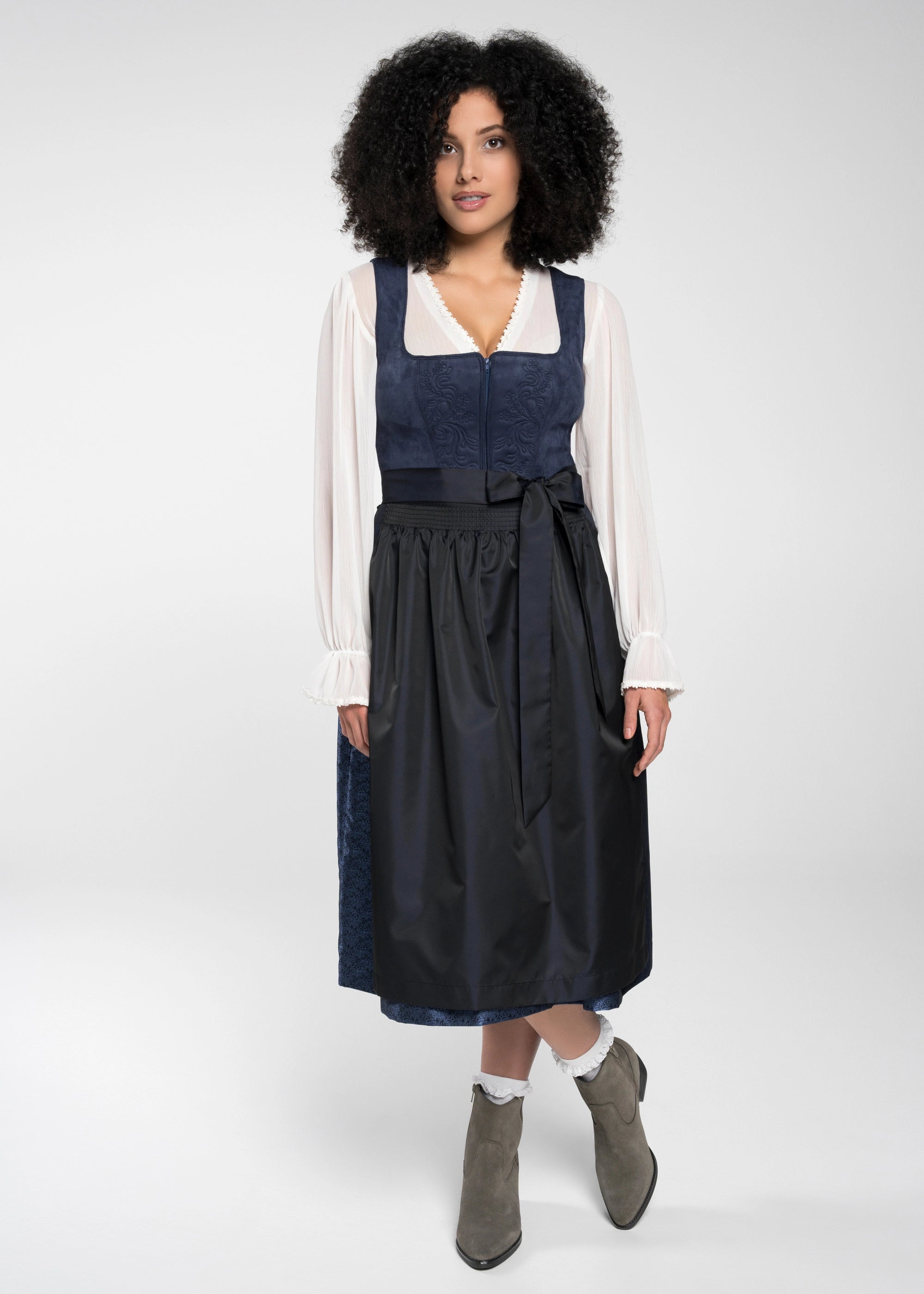 Spieth & Wensky Long Dirndl 2pcs. 70cm "Felina" dark blue