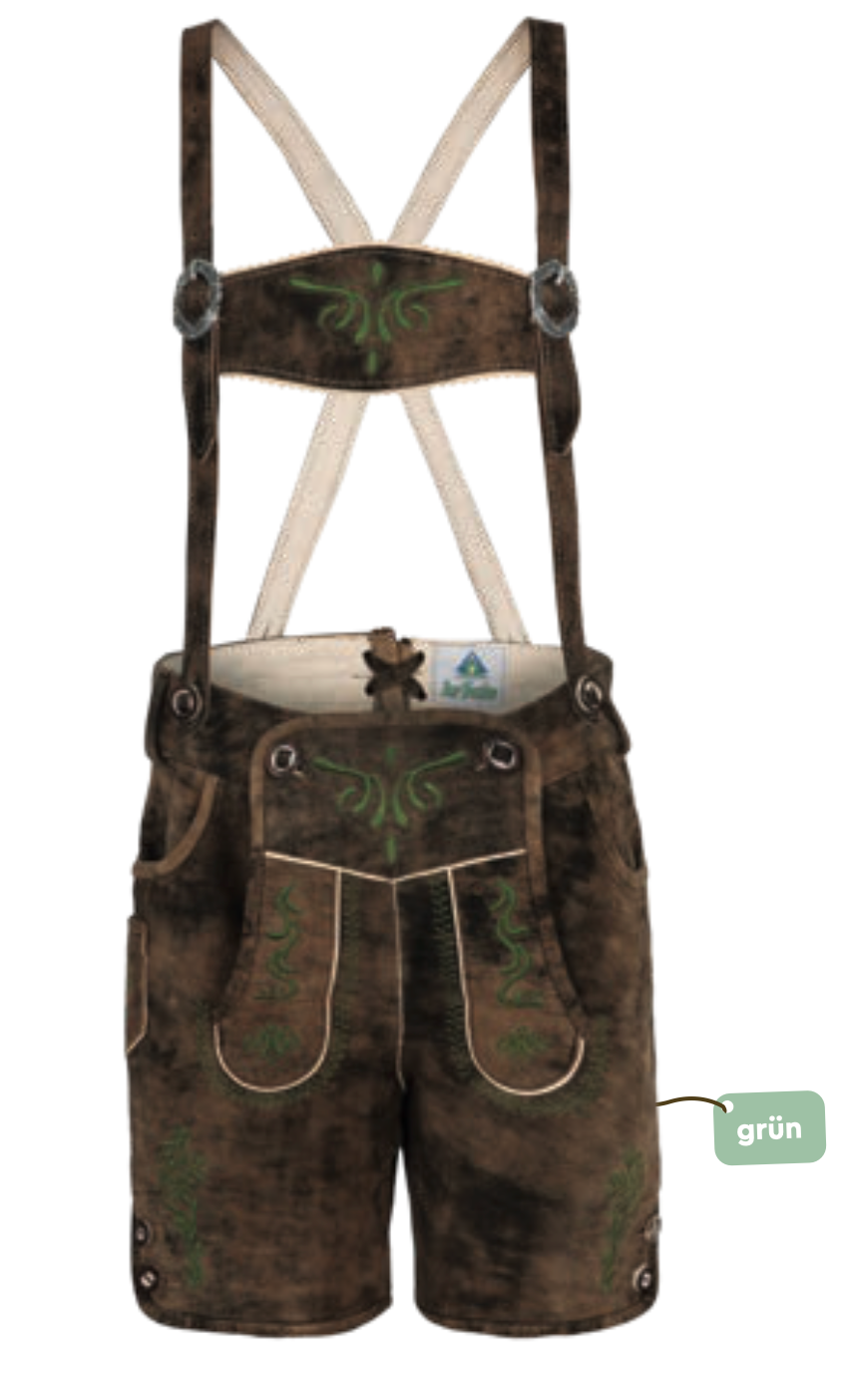 Isra Boys Lederhosen Brown/ with green & Suspenders