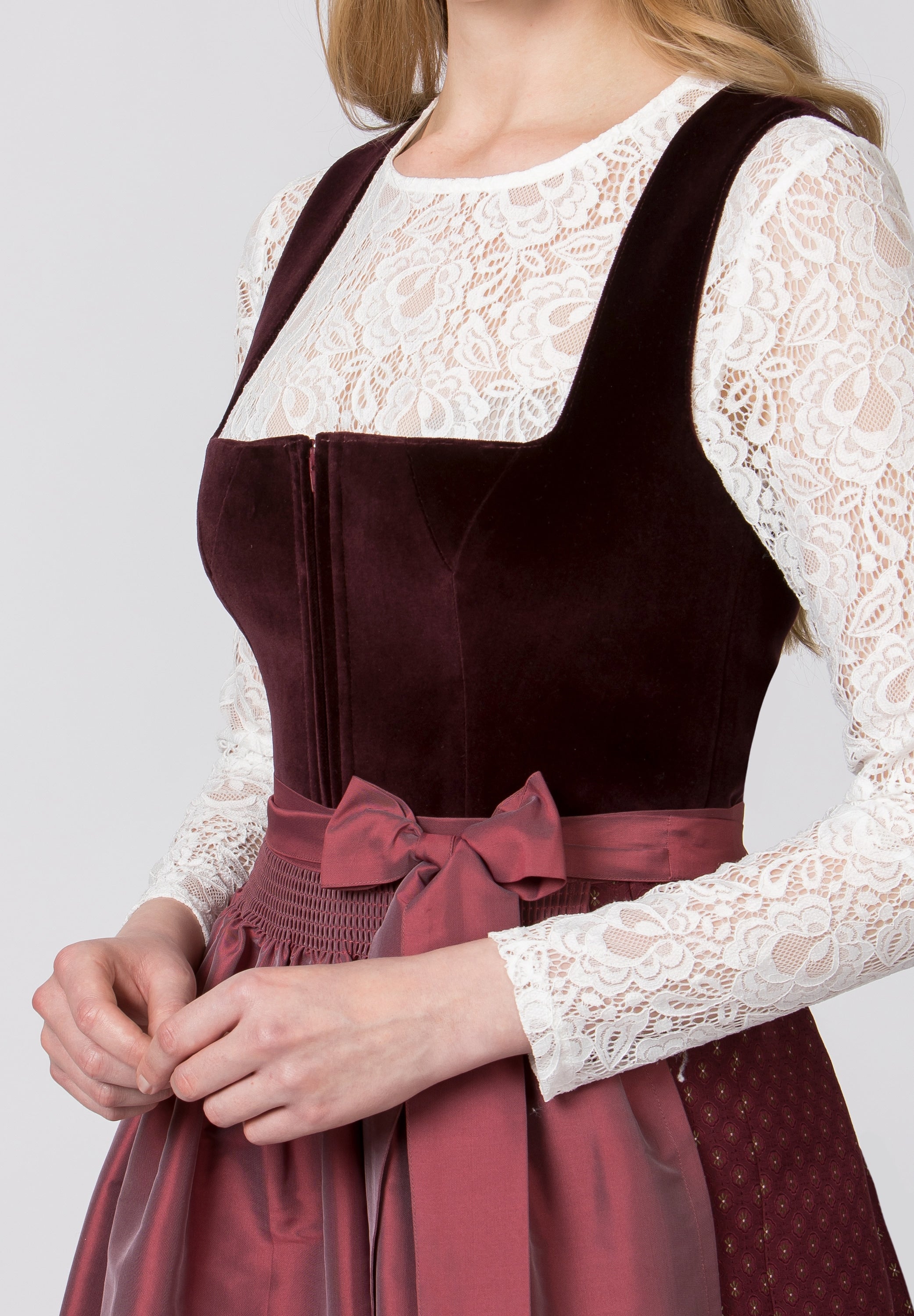 Stockerpoint Long Dirndl 2pcs. 70cm "Aurora" Velvet (4) Color Options