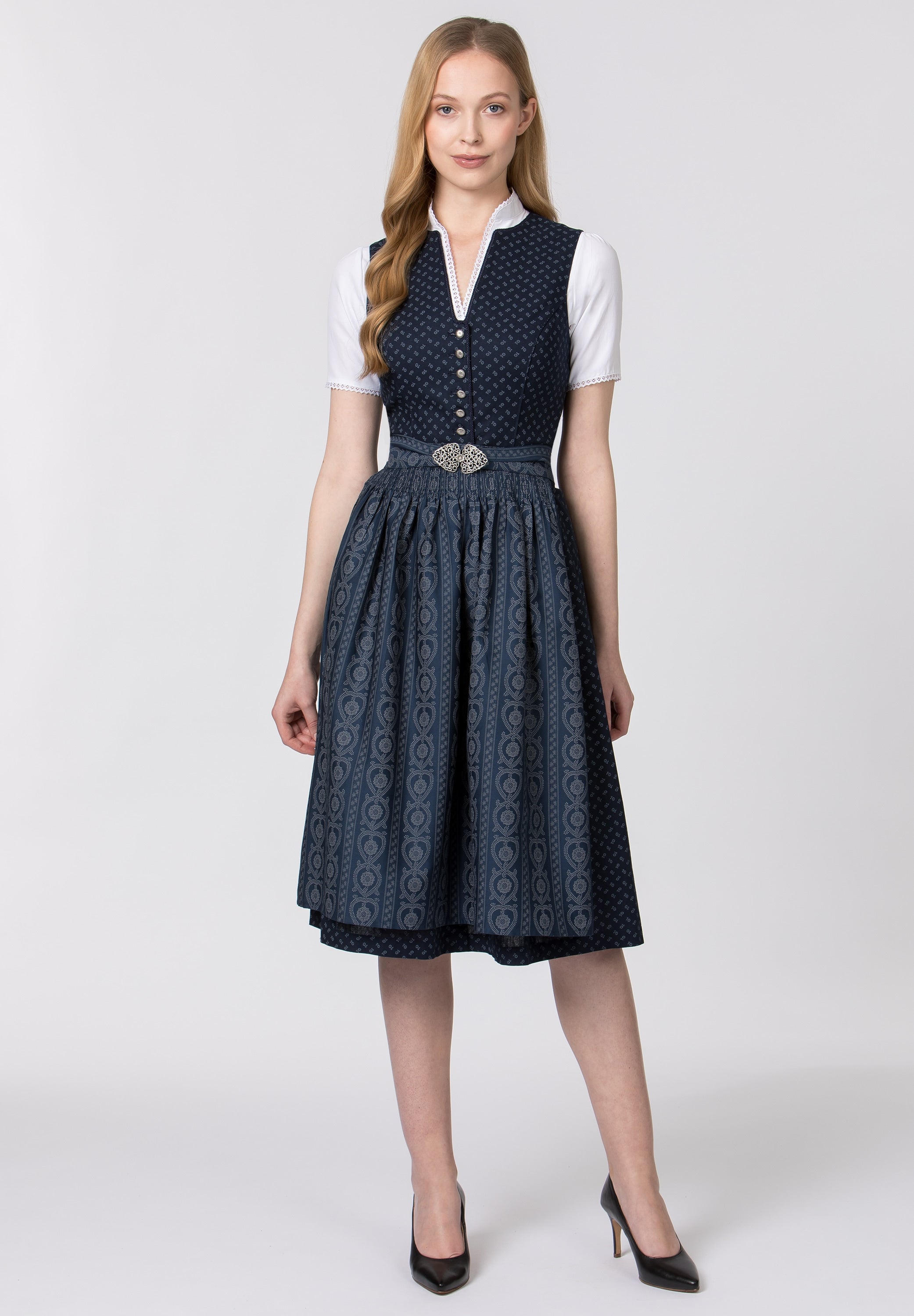 Stockerpoint Long Dirndl 2 pcs. 70 cm "Ellie" dark blue