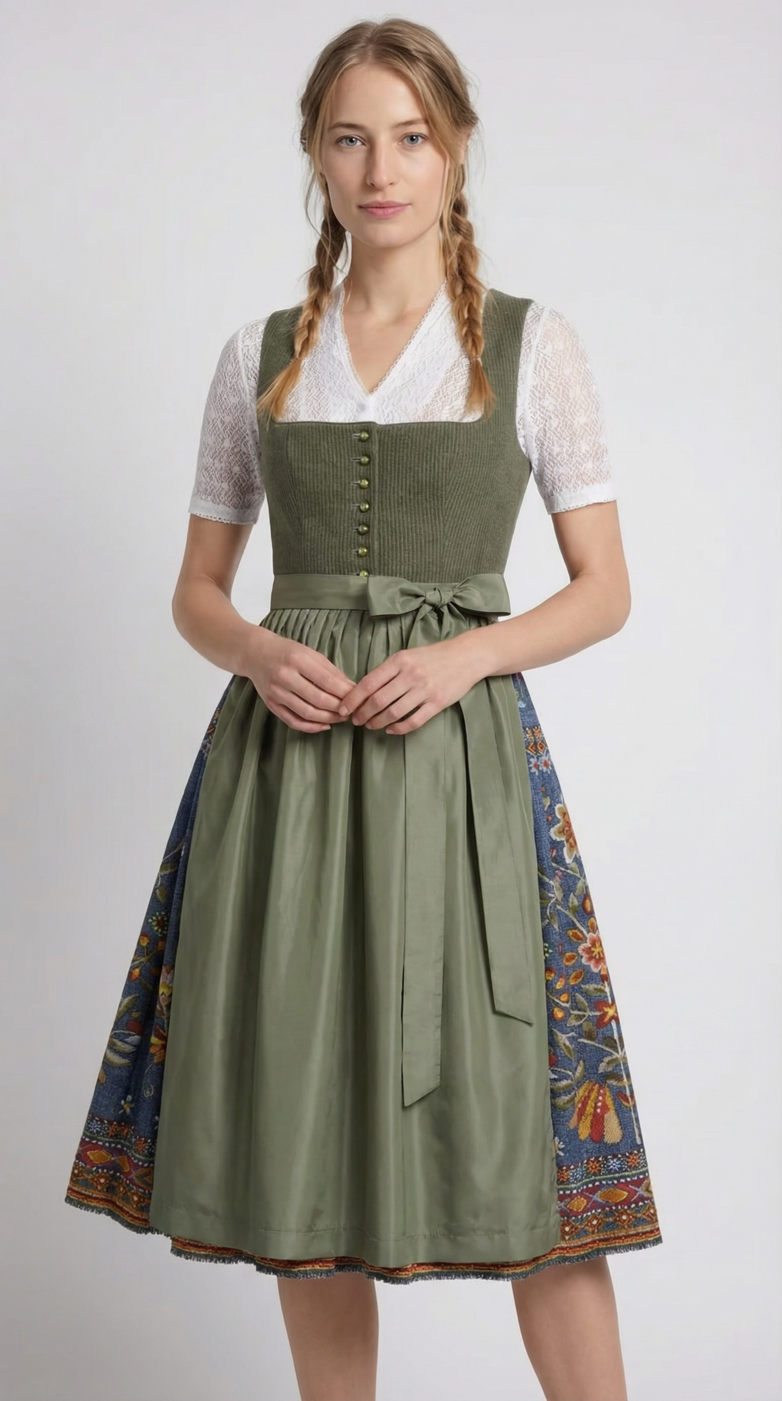 Berwin Long Dirndl 2pcs. 75cm "Dafne" green