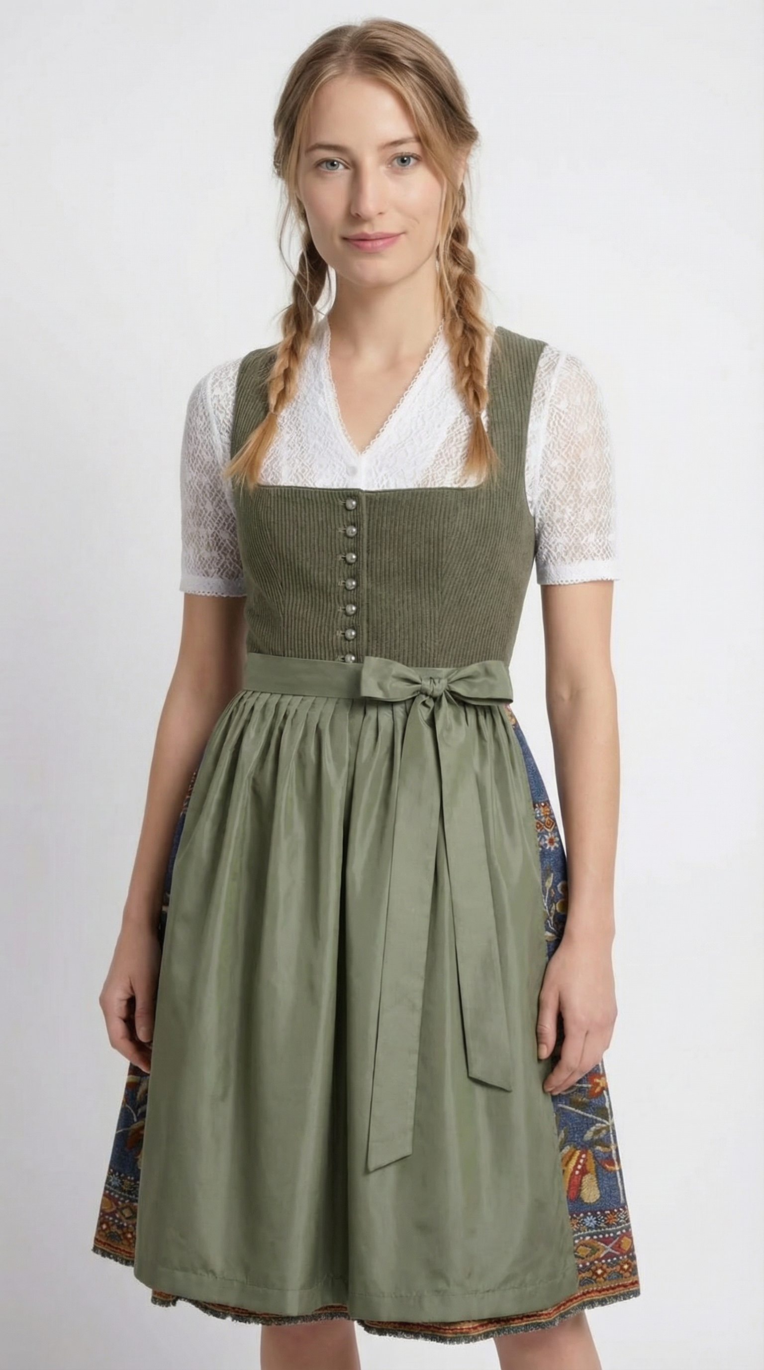Berwin Long Dirndl 2pcs. 75cm "Dafne" green