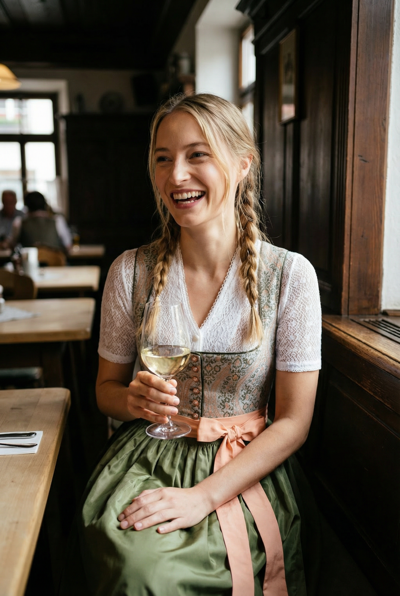 Berwin Maxi Dirndl 2pcs. 80cm "Tiffany" green