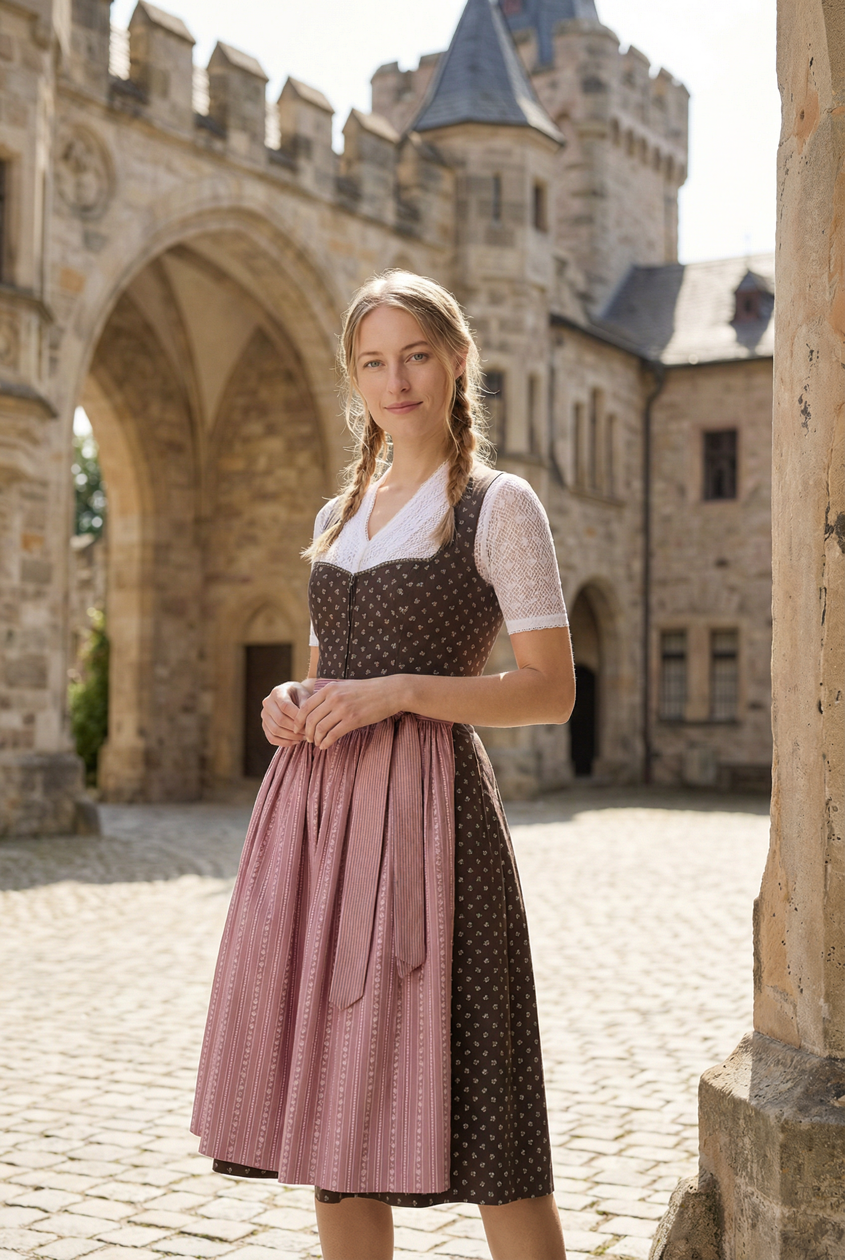 dirndl dresses women Schwalmstadt Women's Midi care polyester Lavender Cotton Dirndl Dress with