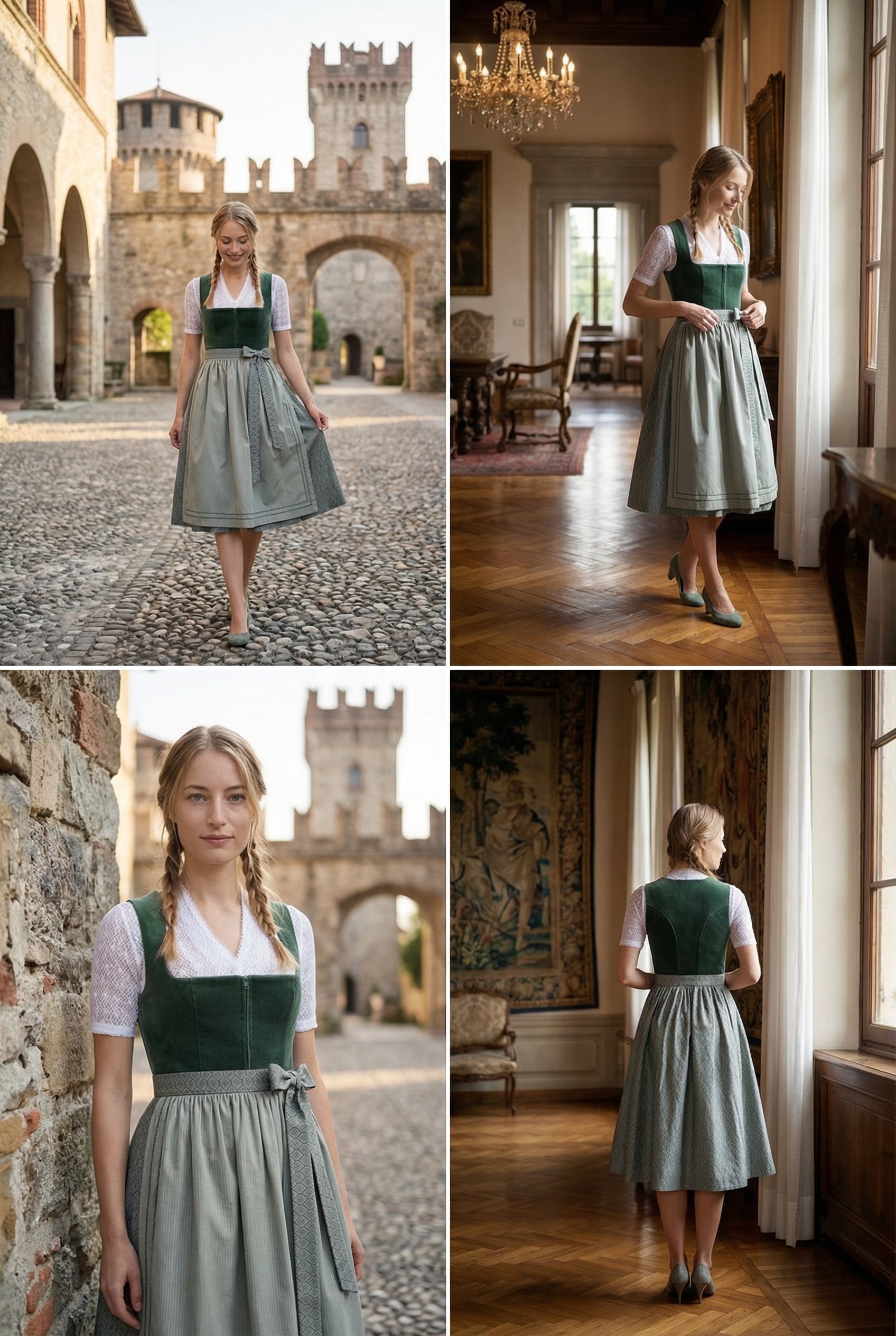 Berwin Long Dirndl 2pcs. 75cm "Doris" green