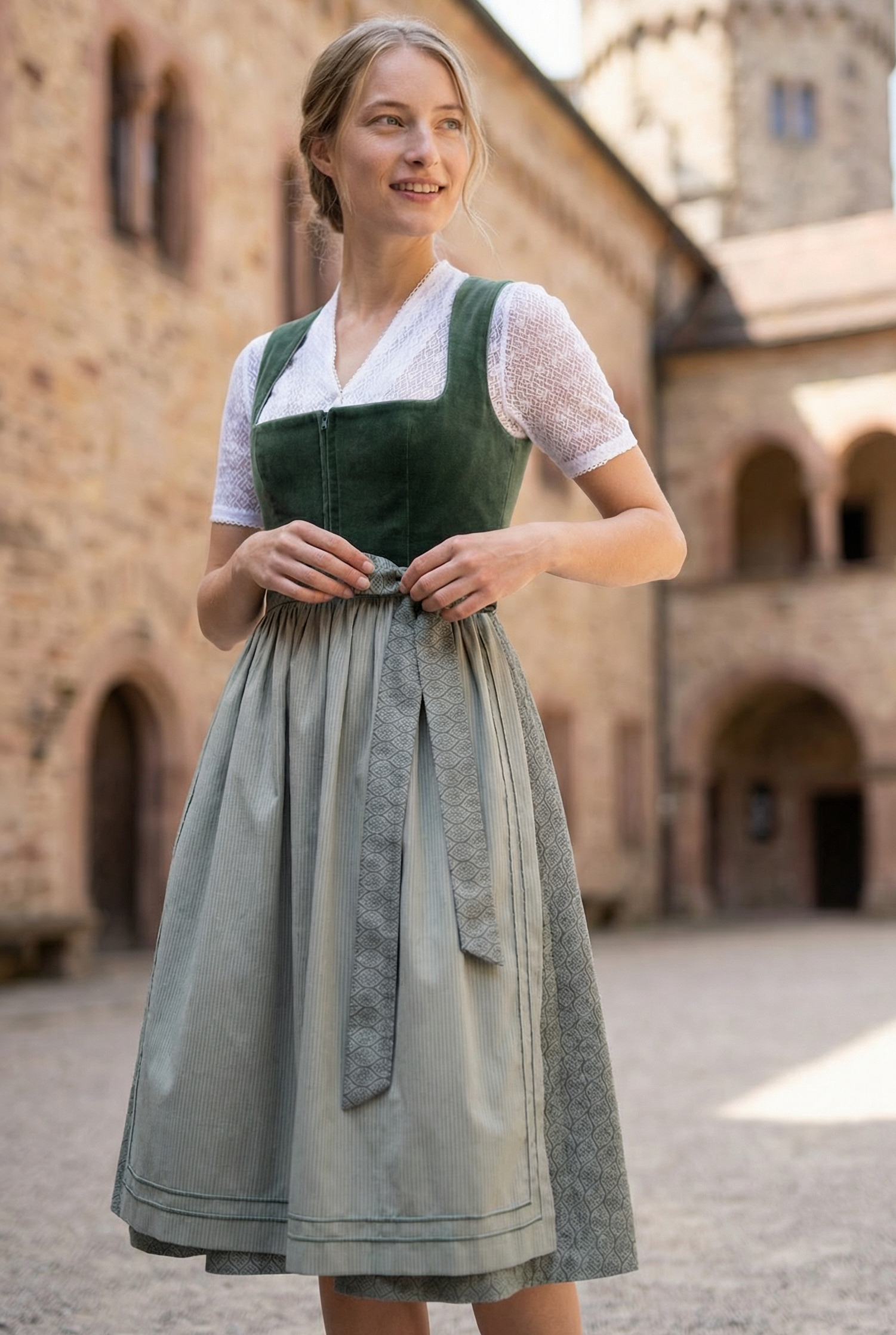 Berwin Long Dirndl 2pcs. 75cm "Doris" green