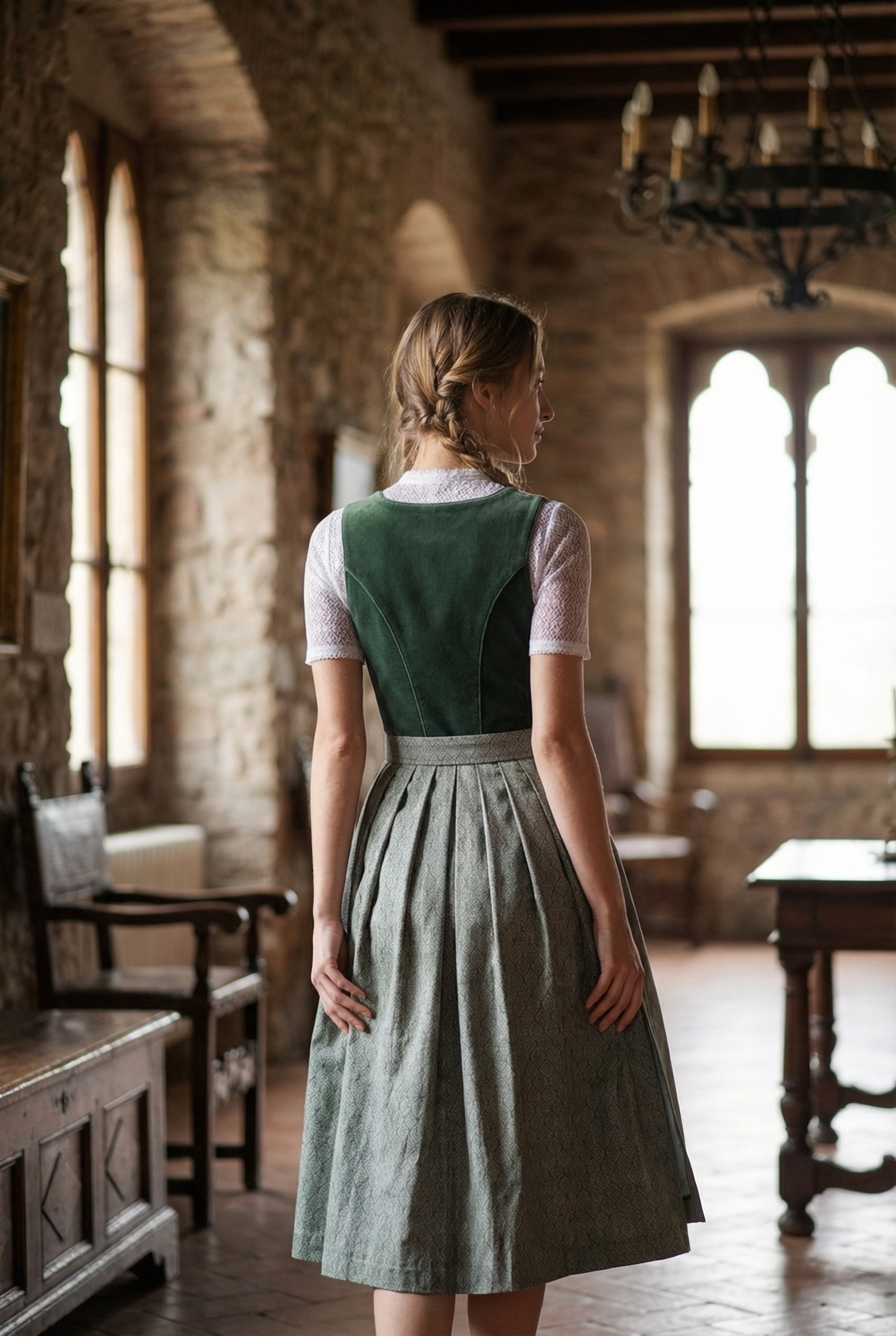 Berwin Long Dirndl 2pcs. 75cm "Doris" green