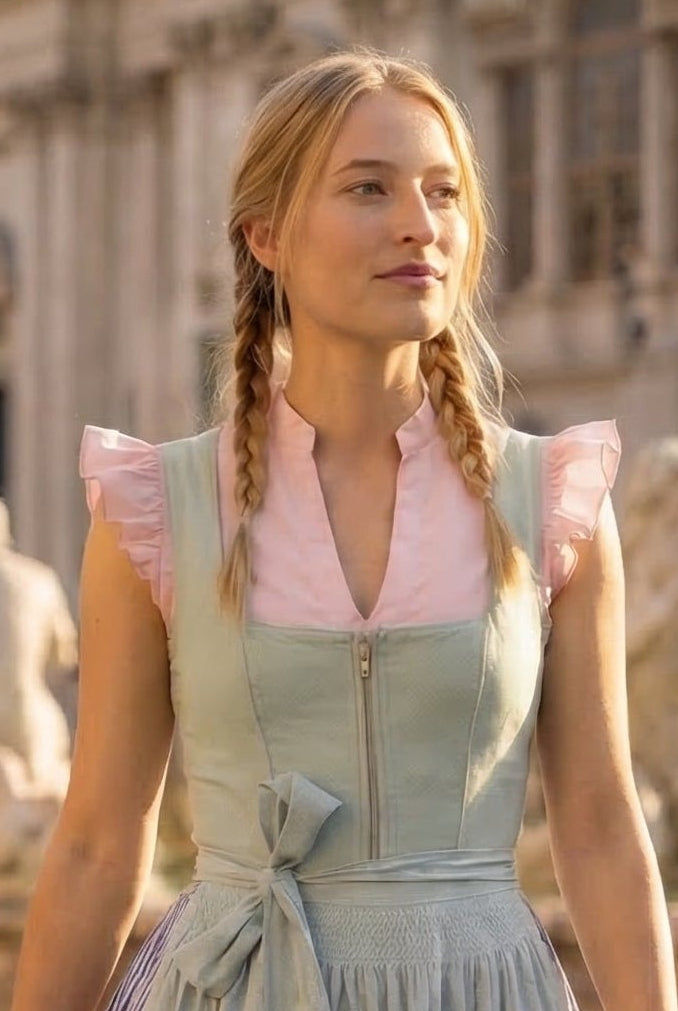 Mini Dirndl 2pcs. 50cm "Lyvia" sage (sizes 36,38 in USA stock)