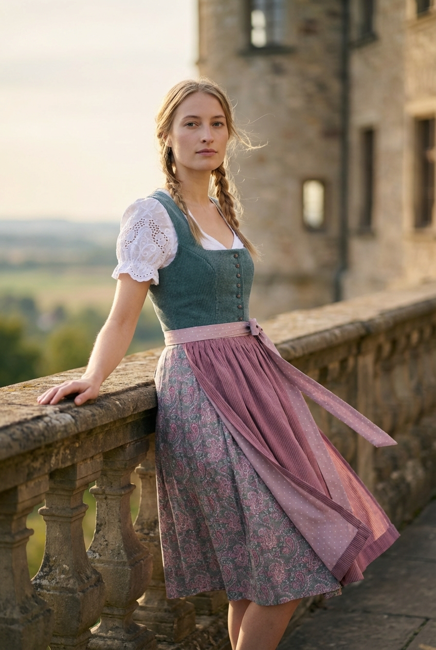 Berwin Long Dirndl 2pcs. 75cm "Lexi" sage (36)