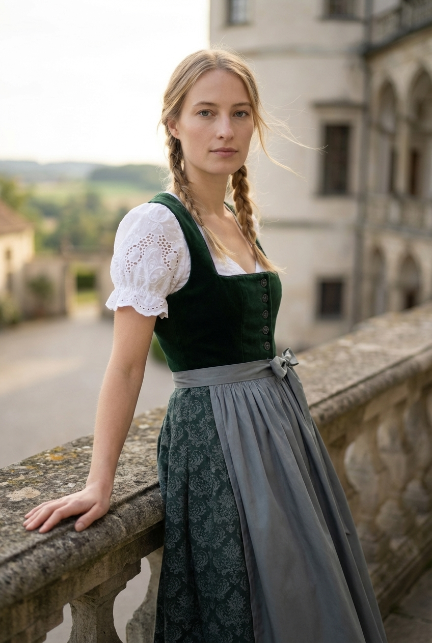 Berwin Velvet Dirndl 2pcs. 75cm "Grace" Green