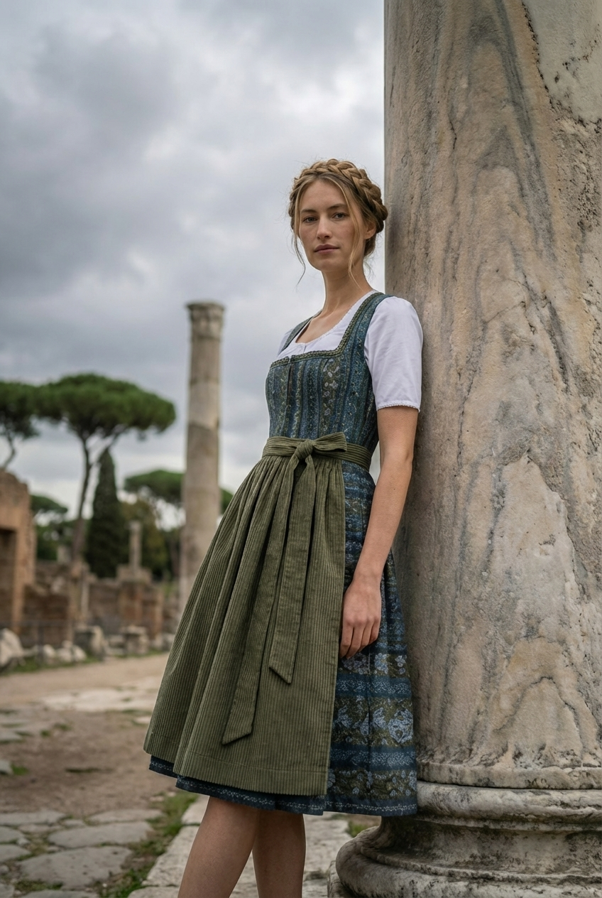 Berwin Long Dirndl 2pcs. 75cm "Sarah" olive